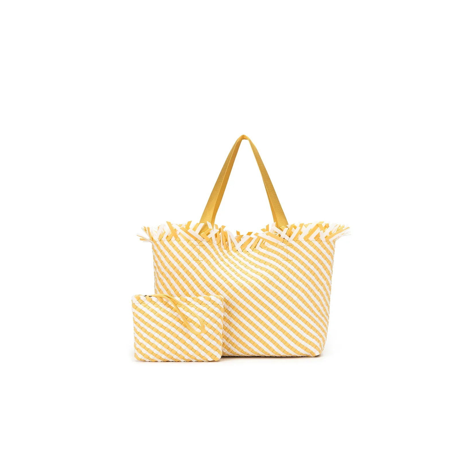 Bahama Yellow Large 2 Piece Woven Tote Bag by Black Caviar