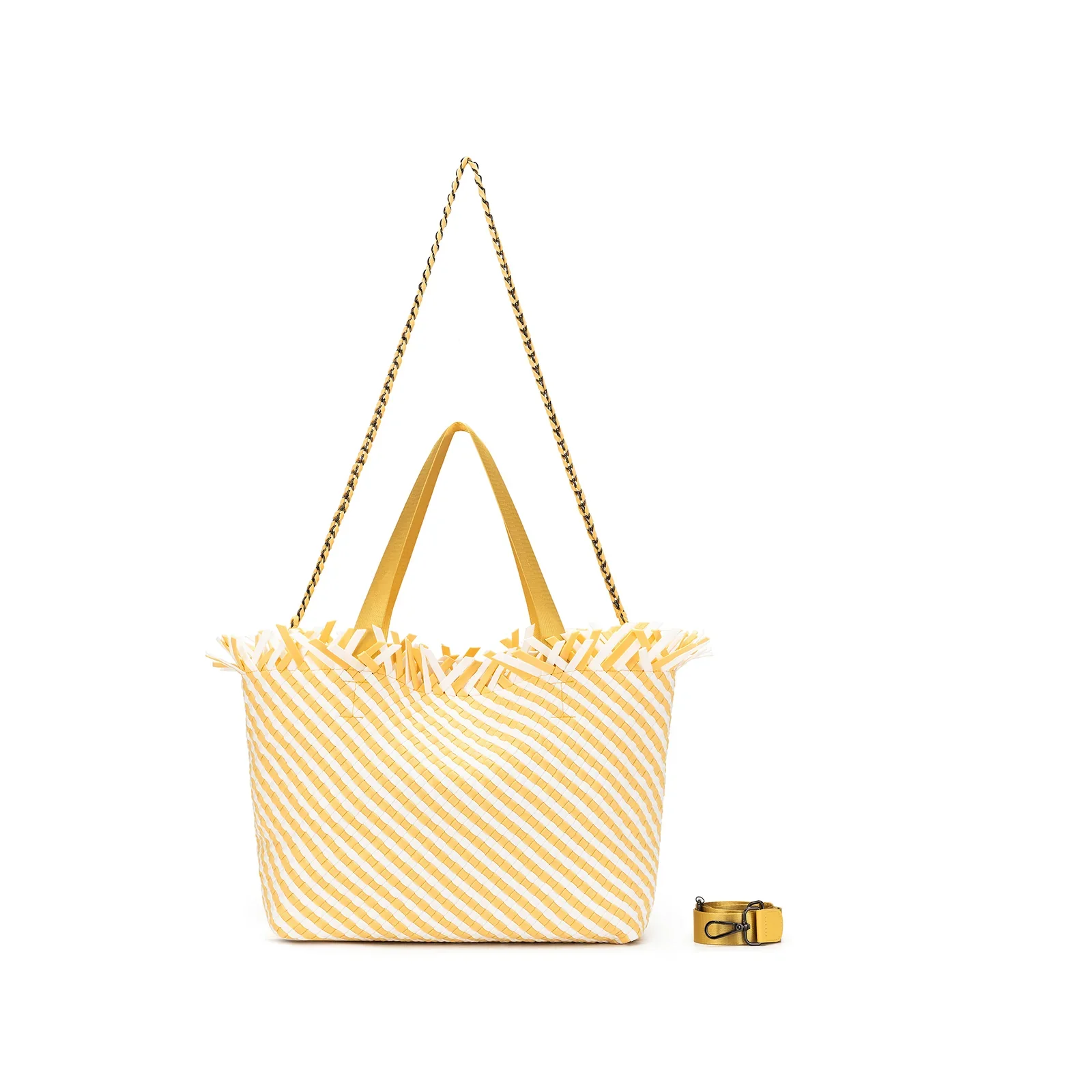 Bahama Yellow Large 2 Piece Woven Tote Bag by Black Caviar - Image 7
