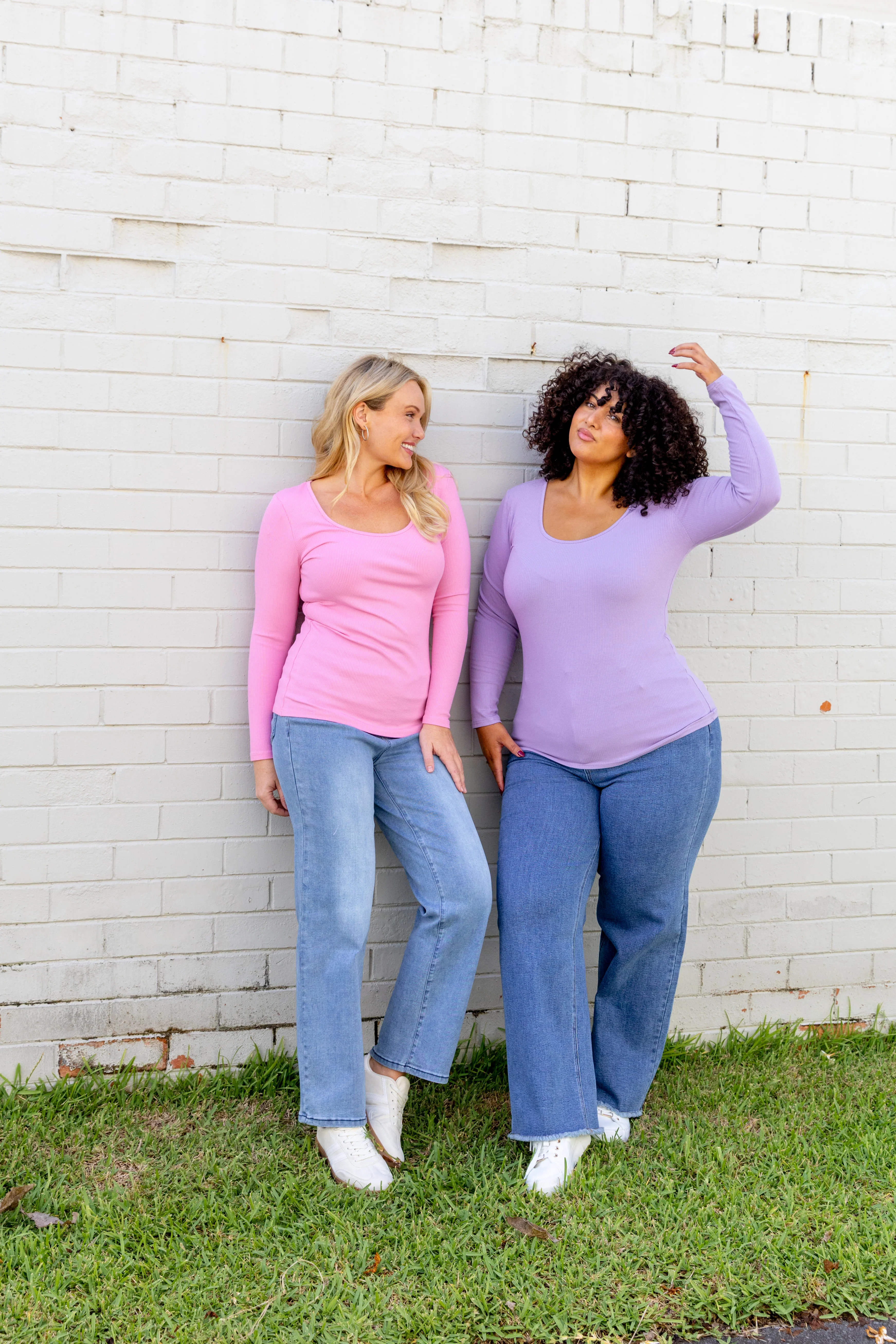 Billi Long Sleeve Rib Tee in Barbie - Image 24