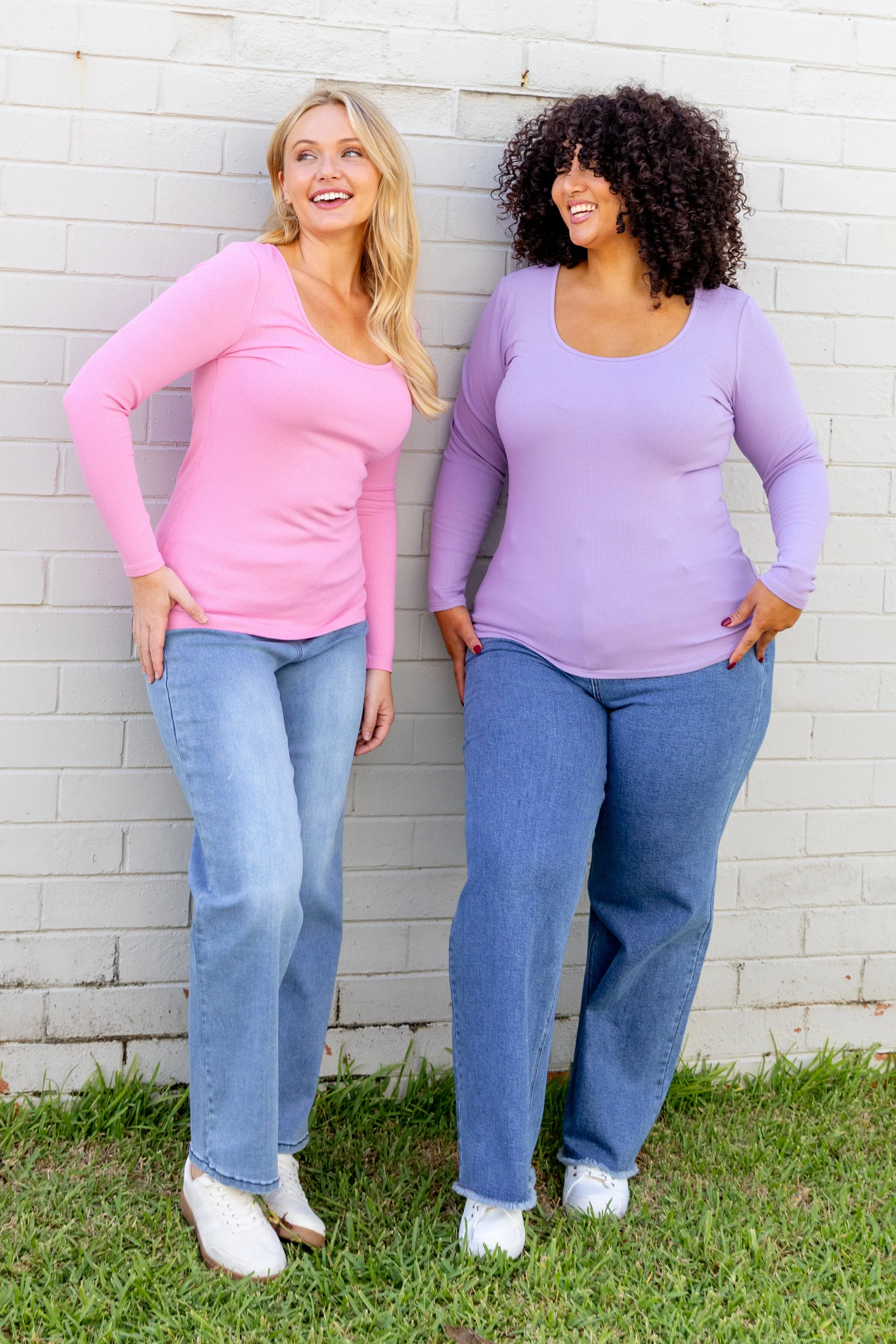 Billi Long Sleeve Rib Tee in Barbie - Image 7