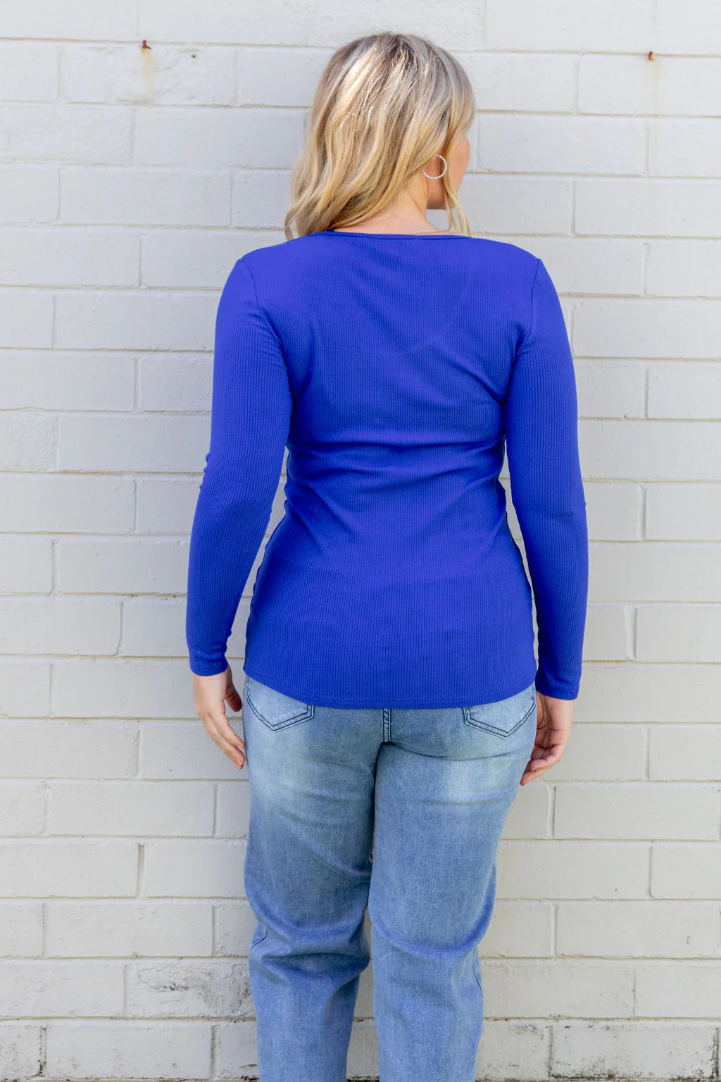 Billi Long Sleeve Rib Tee in Cobalt - Image 10