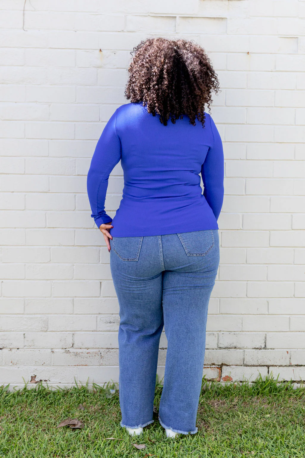 Billi Long Sleeve Rib Tee in Cobalt - Image 11