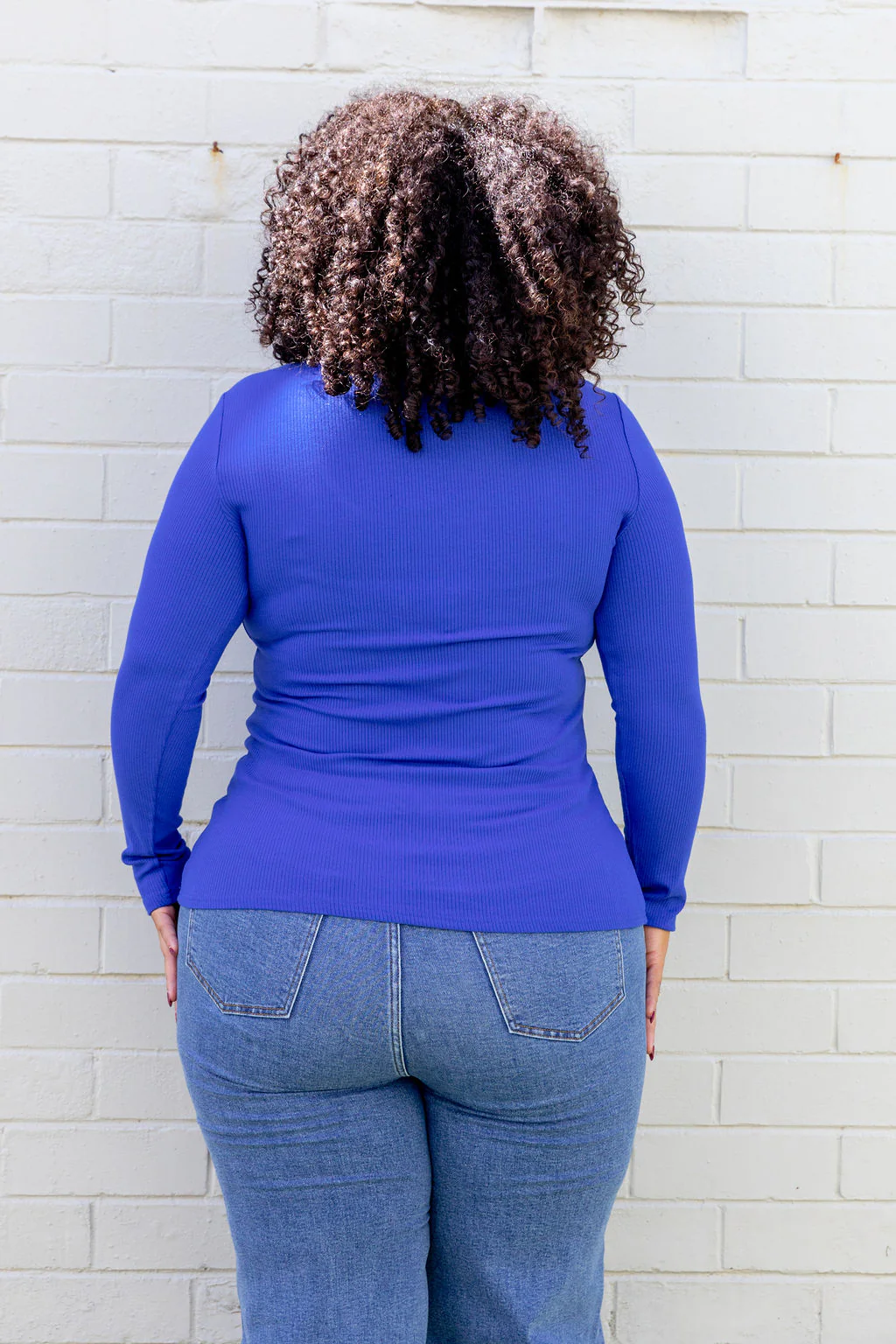 Billi Long Sleeve Rib Tee in Cobalt - Image 5