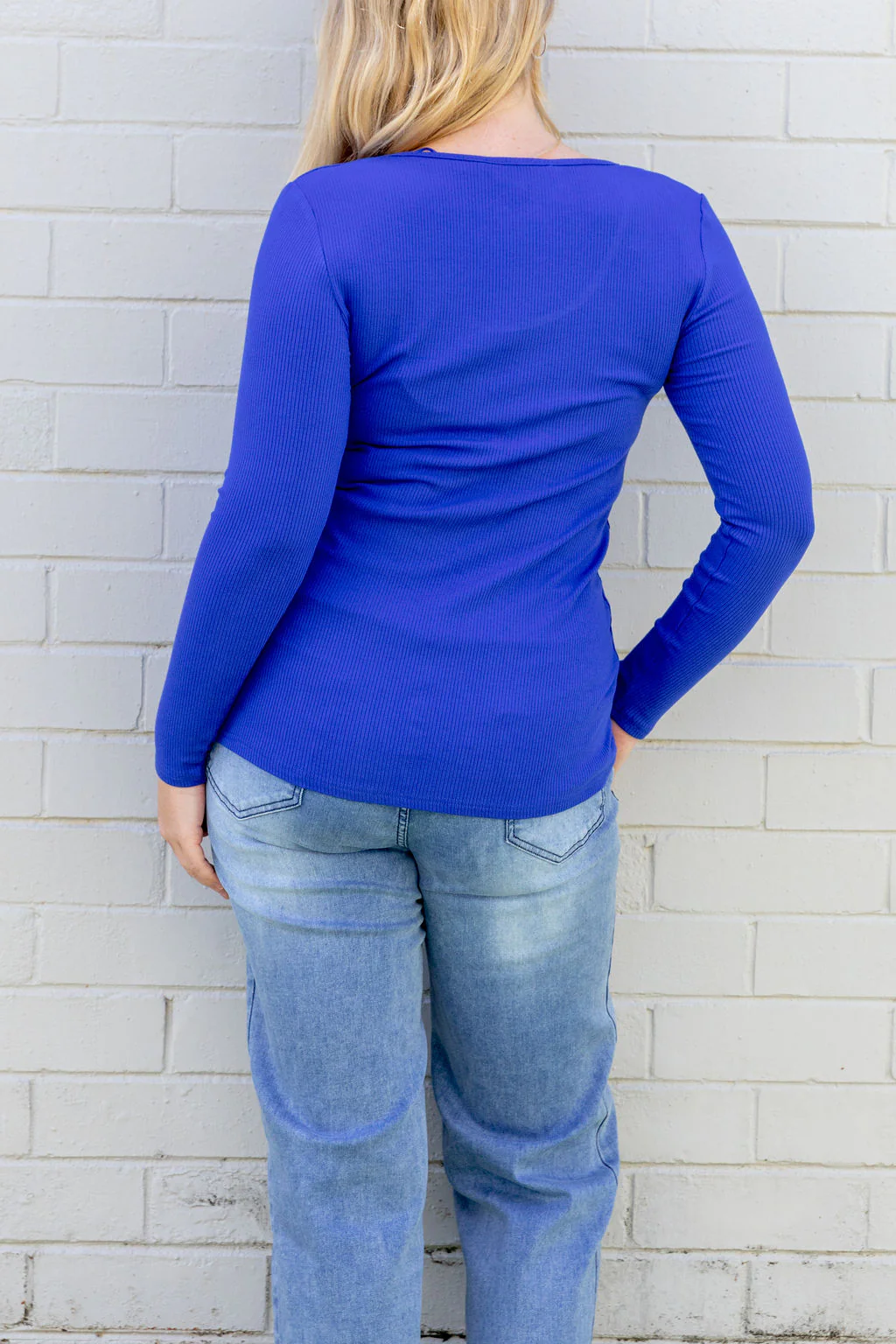 Billi Long Sleeve Rib Tee in Cobalt - Image 8