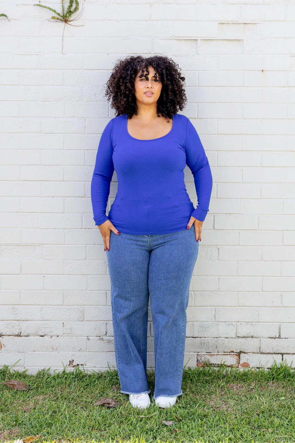 Billi Long Sleeve Rib Tee in Cobalt - Image 9