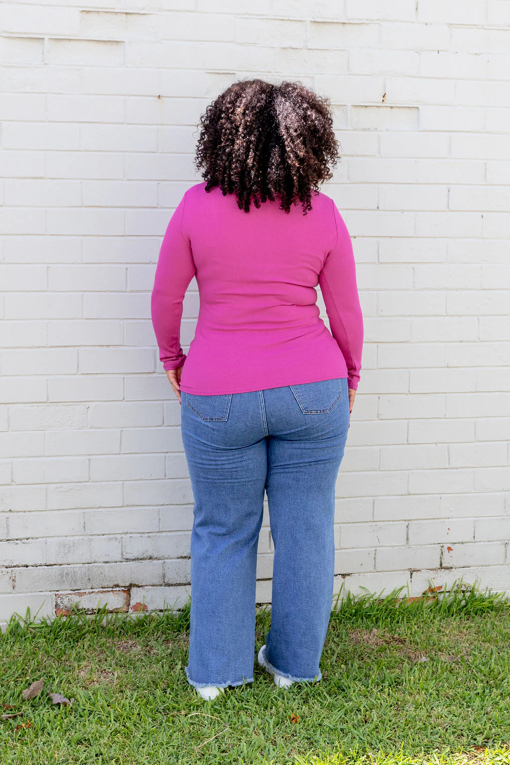 Billi Long Sleeve Rib Tee in Fuchsia - Image 14