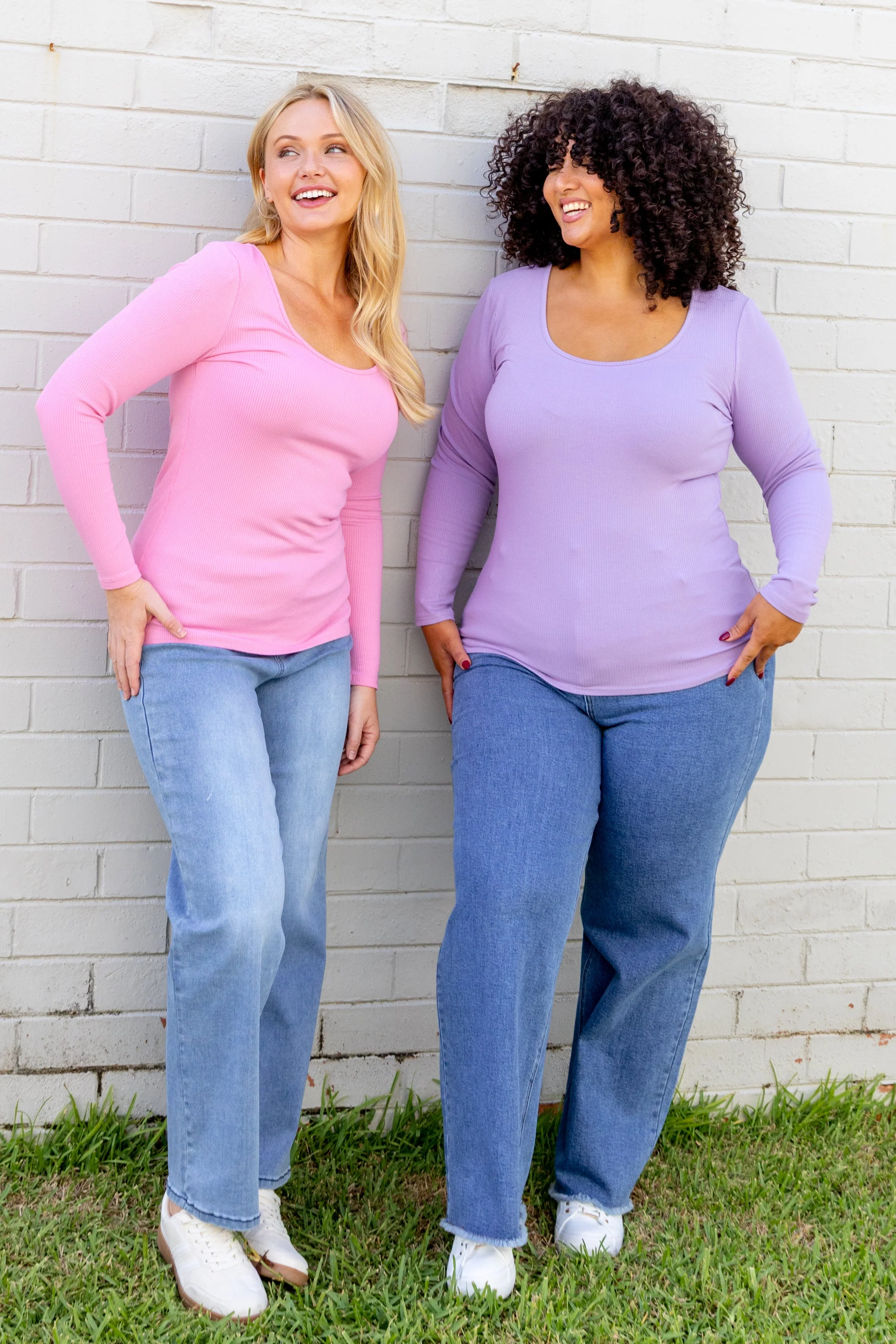 Billi Long Sleeve Rib Tee in Lavender - Image 2