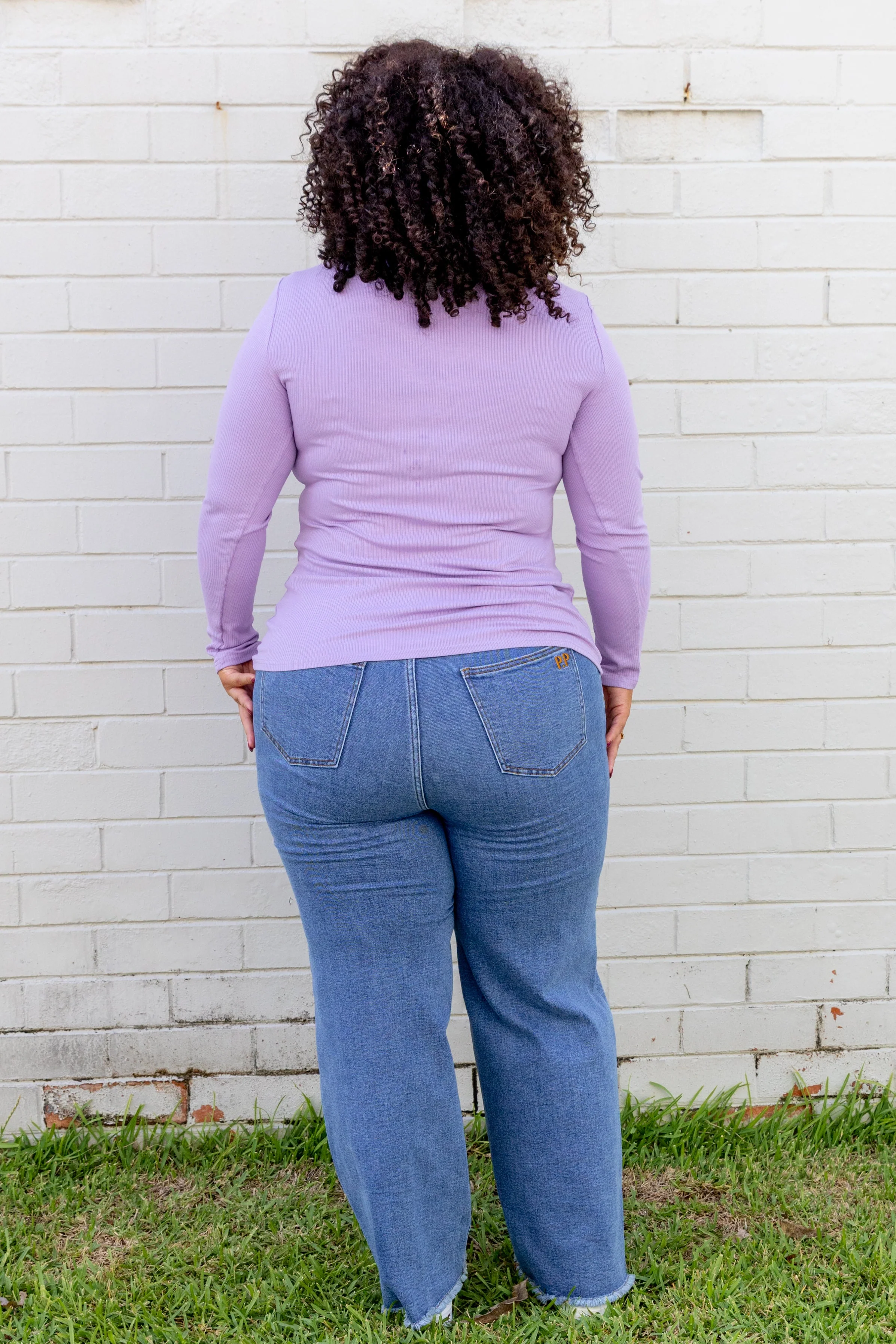 Billi Long Sleeve Rib Tee in Lavender - Image 20