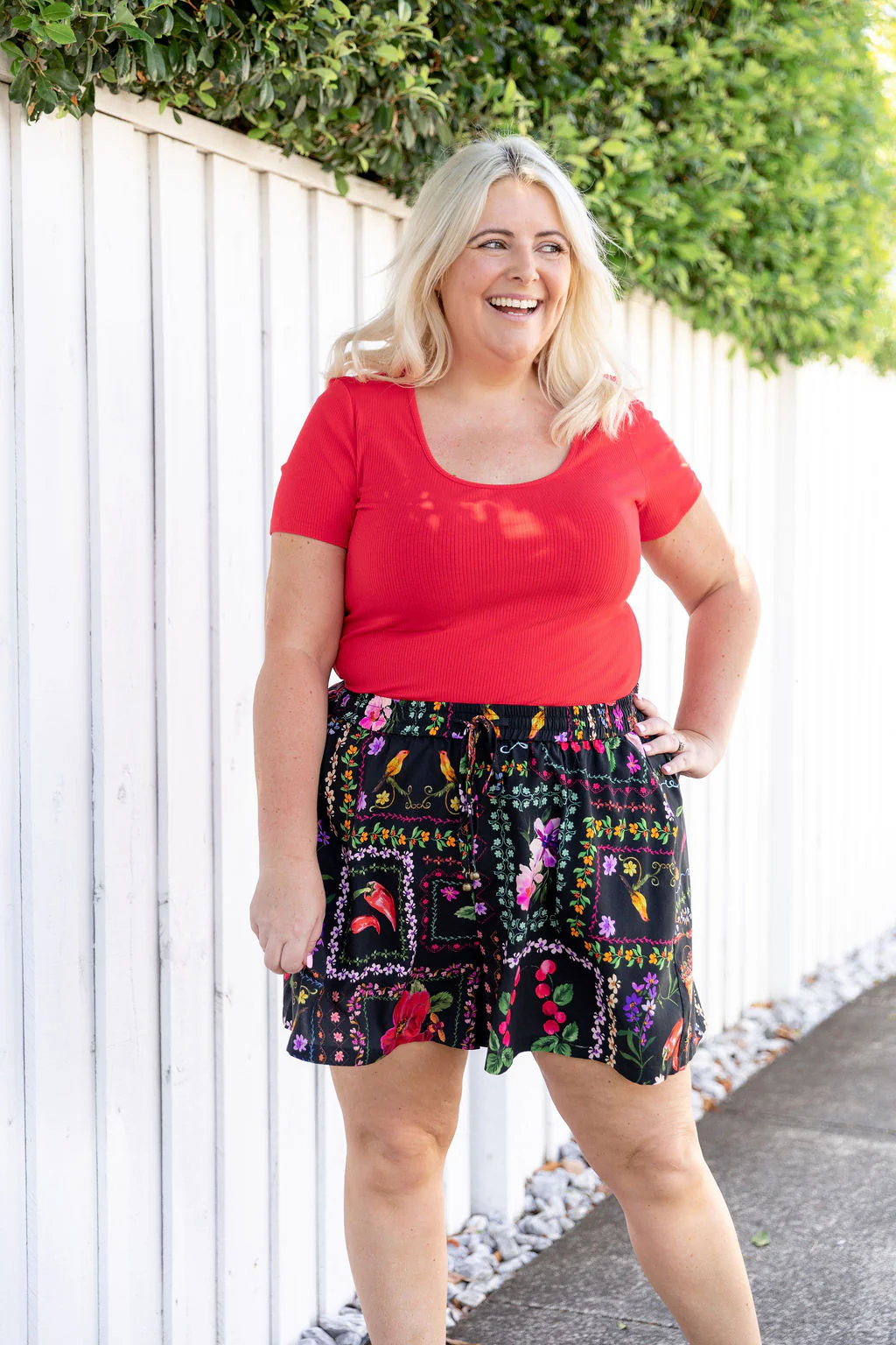 Billi Rib Tee in Red - Image 3