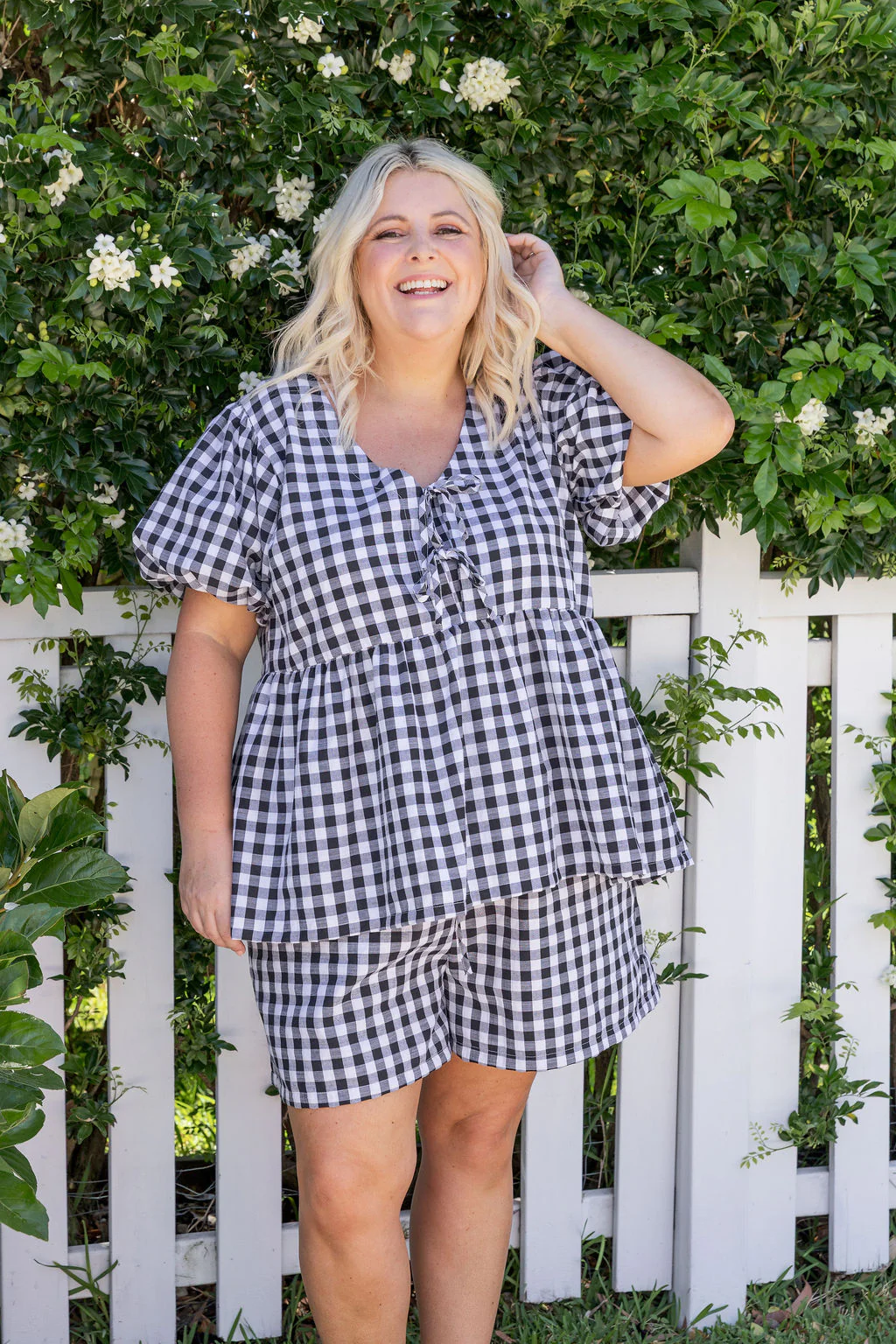 Birdie Top in Black Gingham - Image 4