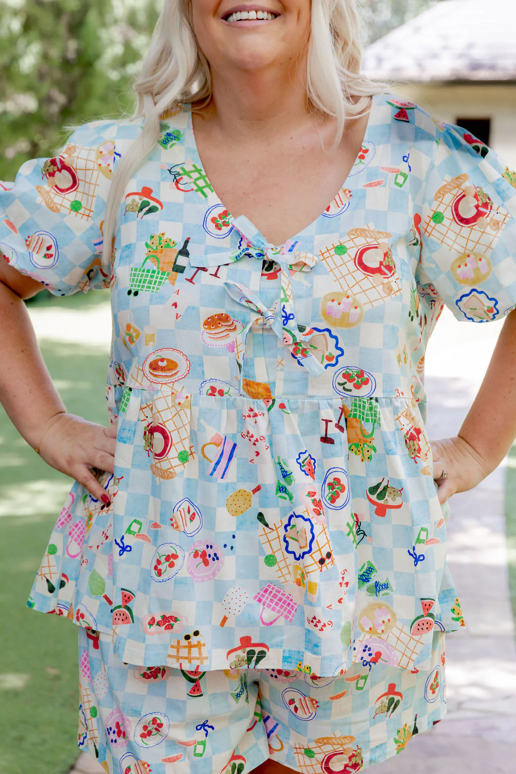 Birdie Linen Blend Top in Picnic - Image 5