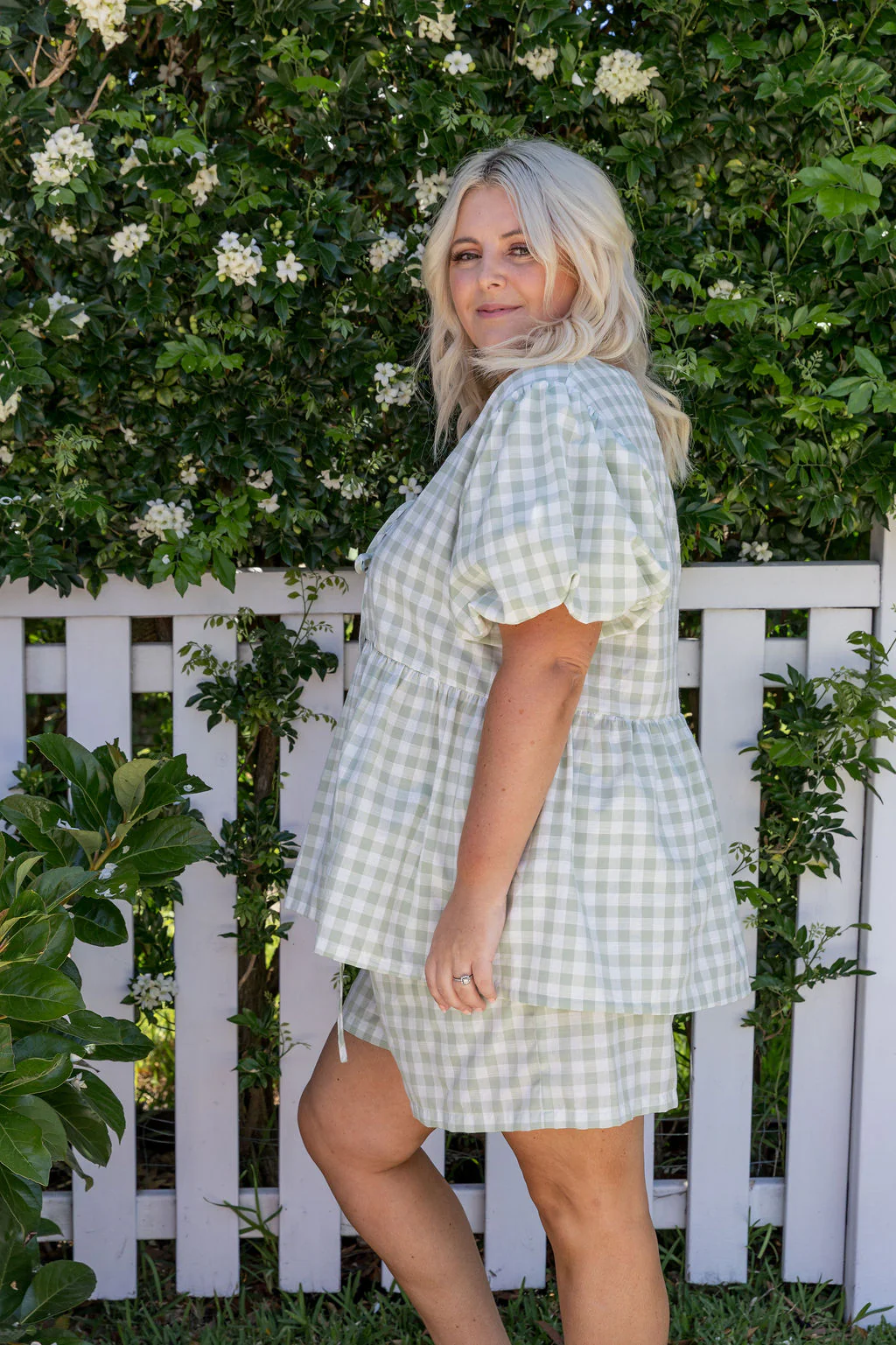 Birdie Top in Sage Gingham - Image 12