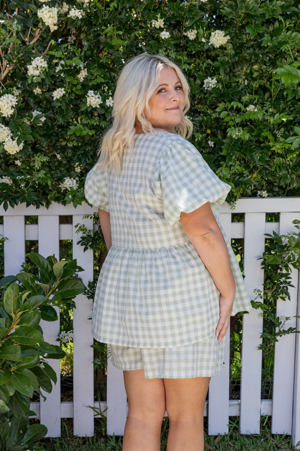 Birdie Top in Sage Gingham - Image 14