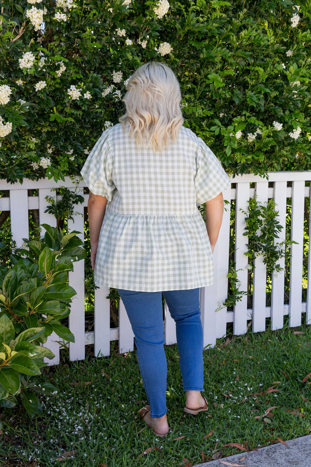 Birdie Top in Sage Gingham - Image 16