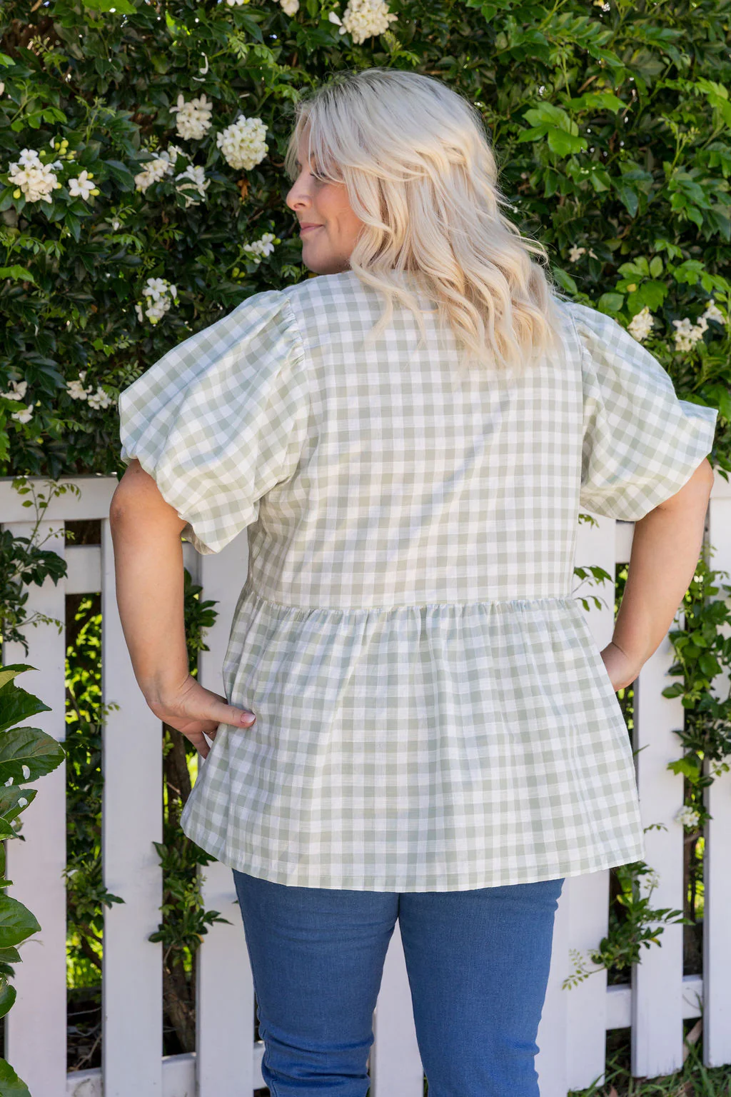 Birdie Top in Sage Gingham - Image 17
