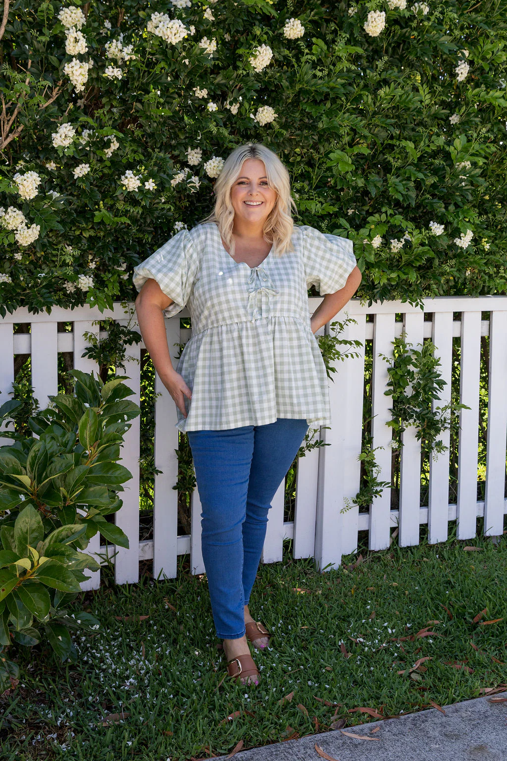 Birdie Top in Sage Gingham - Image 4