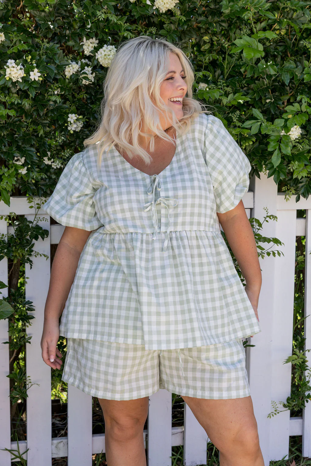 Birdie Top in Sage Gingham - Image 5