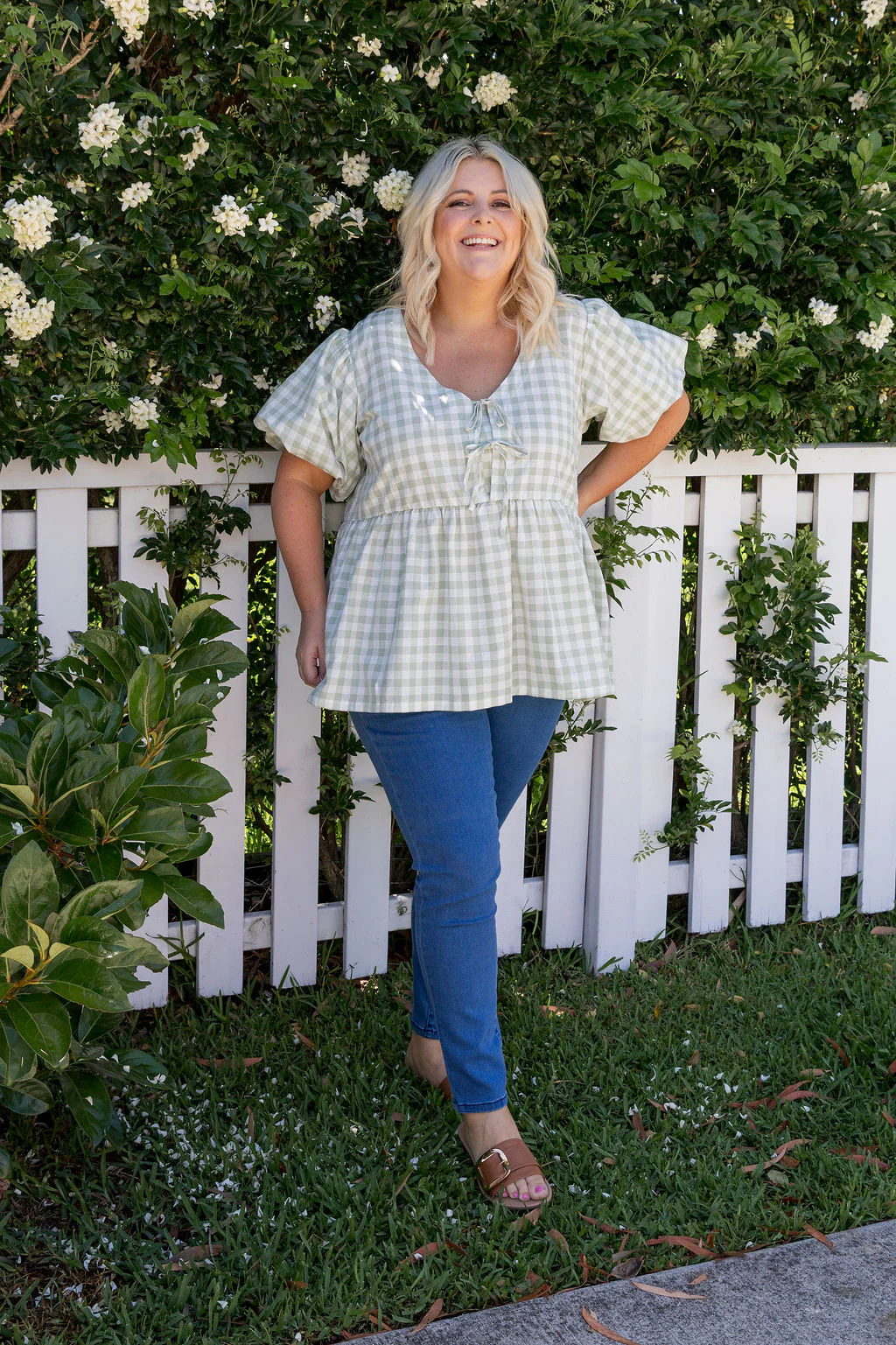 Birdie Top in Sage Gingham - Image 8