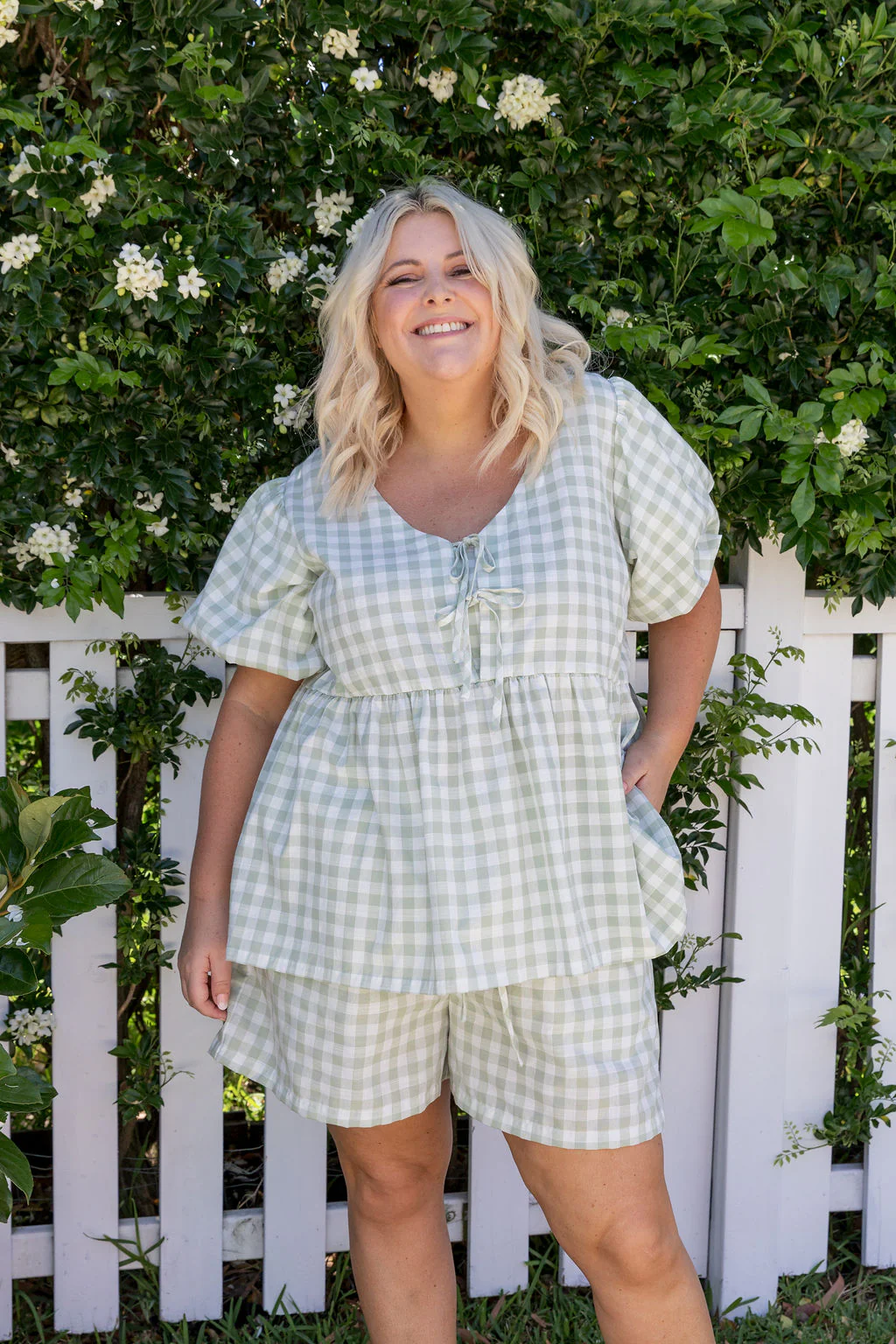 Birdie Top in Sage Gingham - Image 9