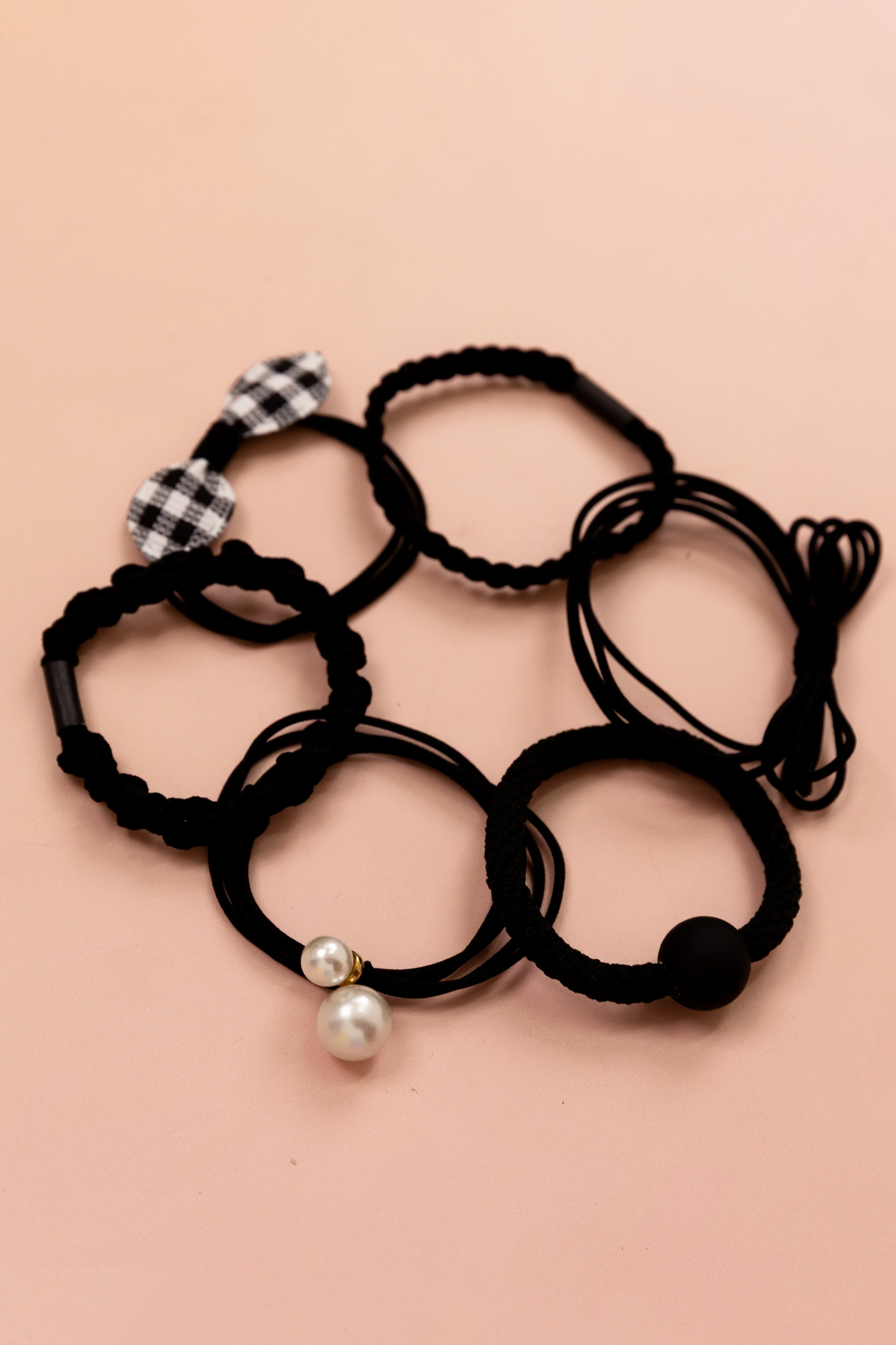 Black Mixed Hair Ties - 6 Pack - Image 3