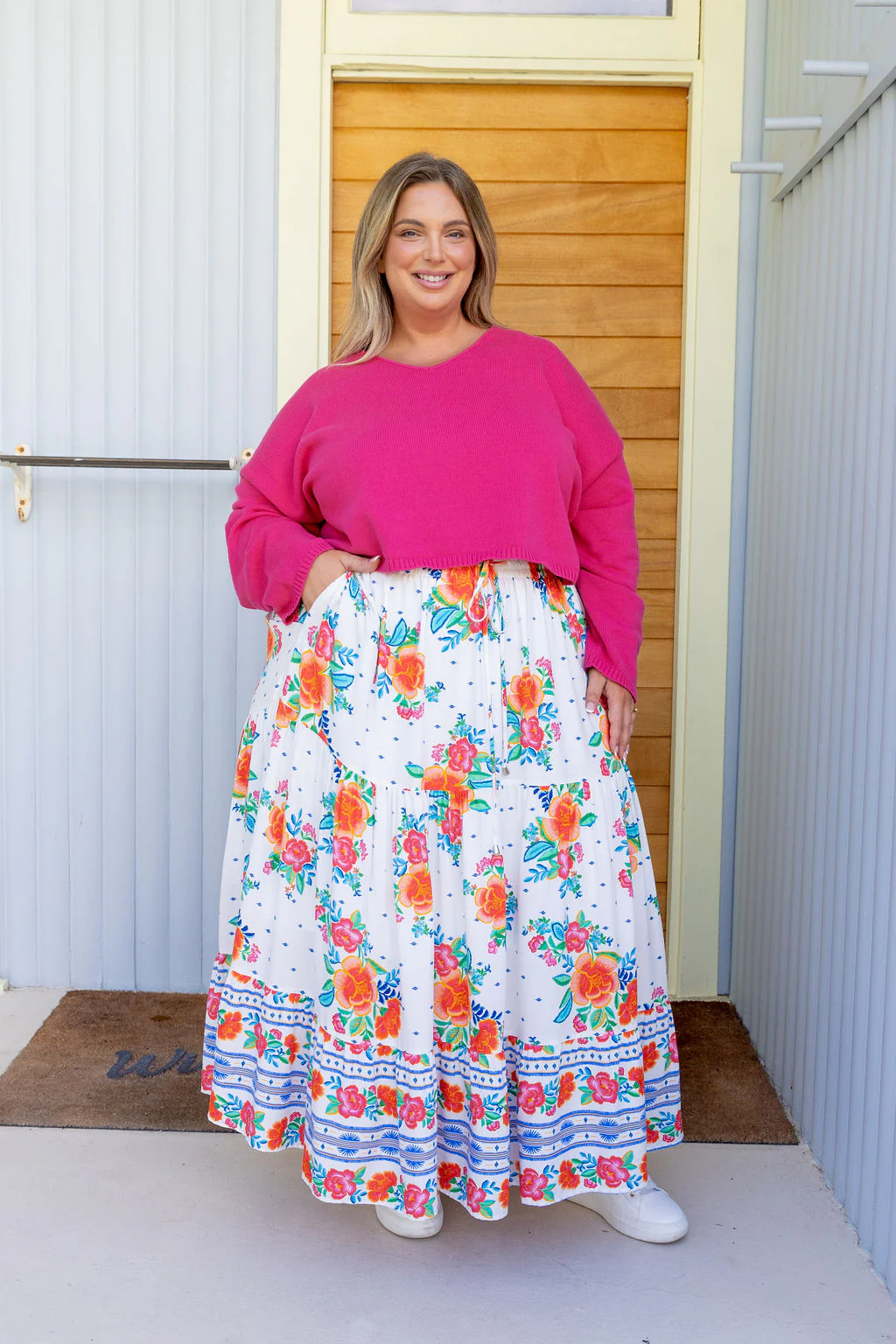 Blakely Crop Knit In Barbie Pink - Image 11