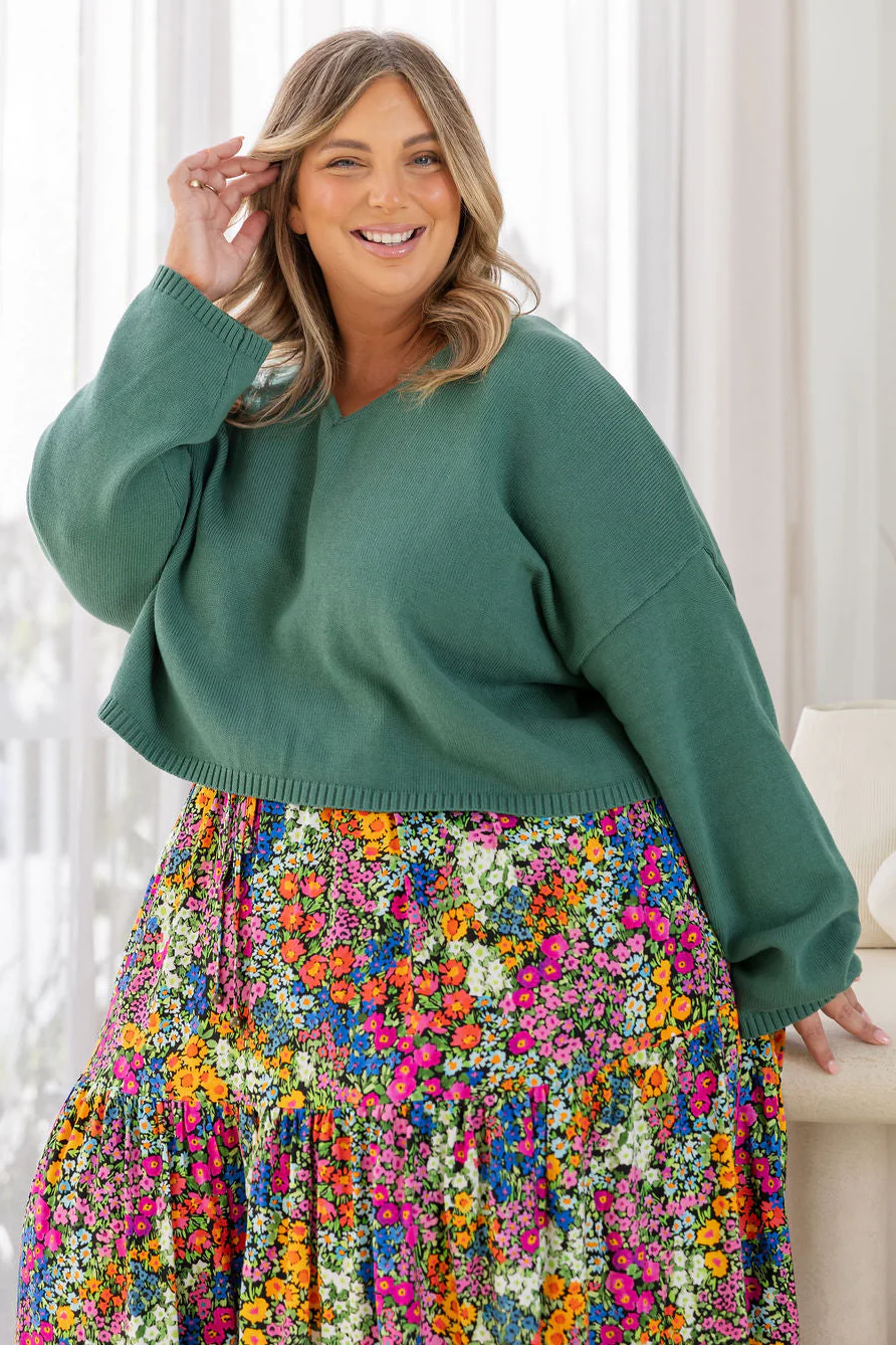 Blakely Crop Knit in Leaf Green
