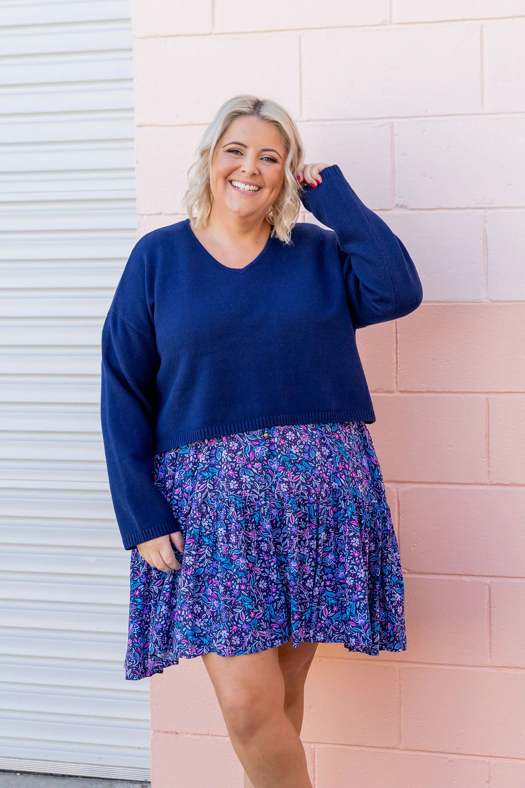 Blakely Crop Knit in Navy - Image 2