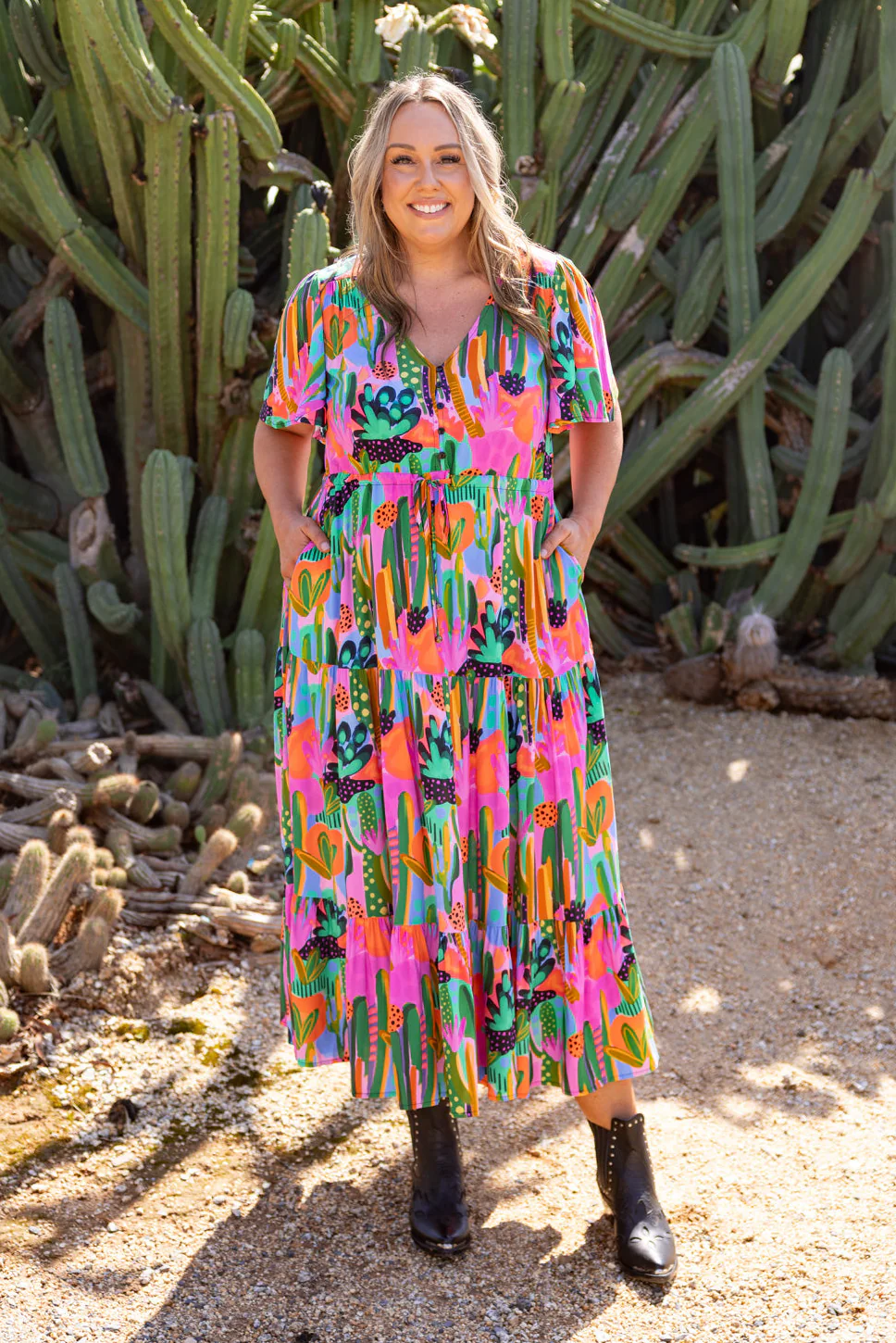 Bonnie Dress in Neon Cactus Country by Deb McNaughton - Image 9