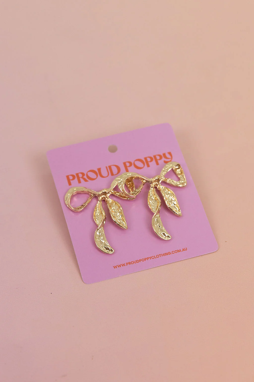 Gold Bow Stud Earrings - Image 5