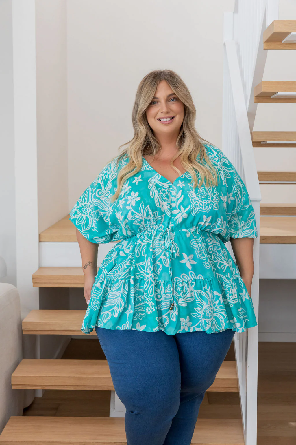 Brooklyn Top in Turquoise Paisley - Image 10