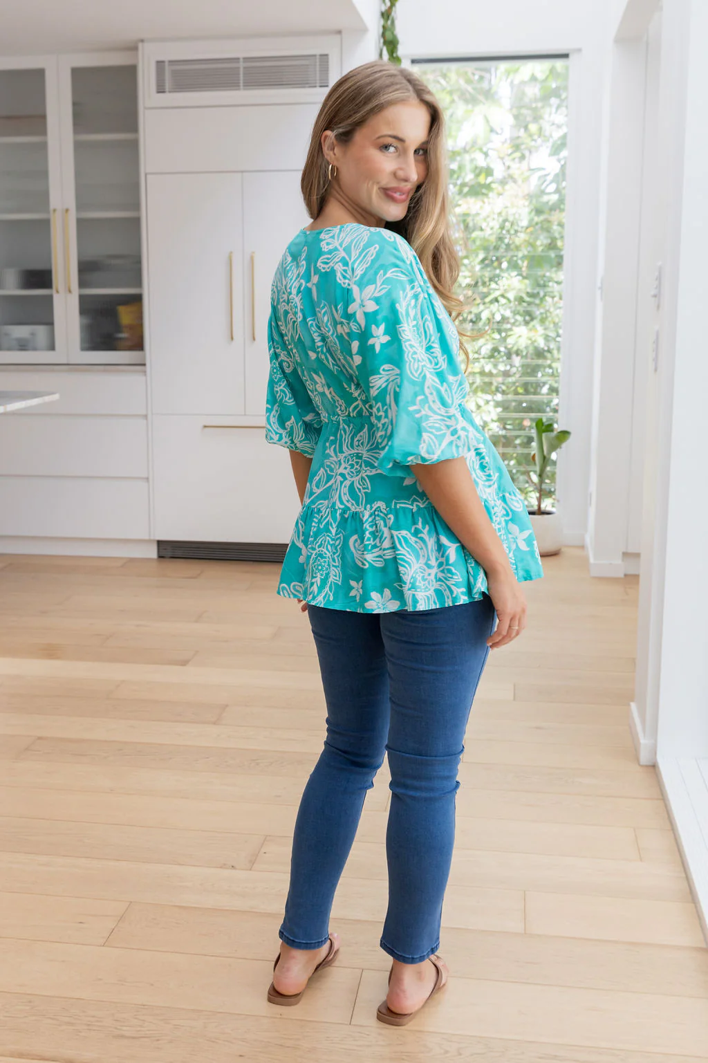 Brooklyn Top in Turquoise Paisley - Image 20