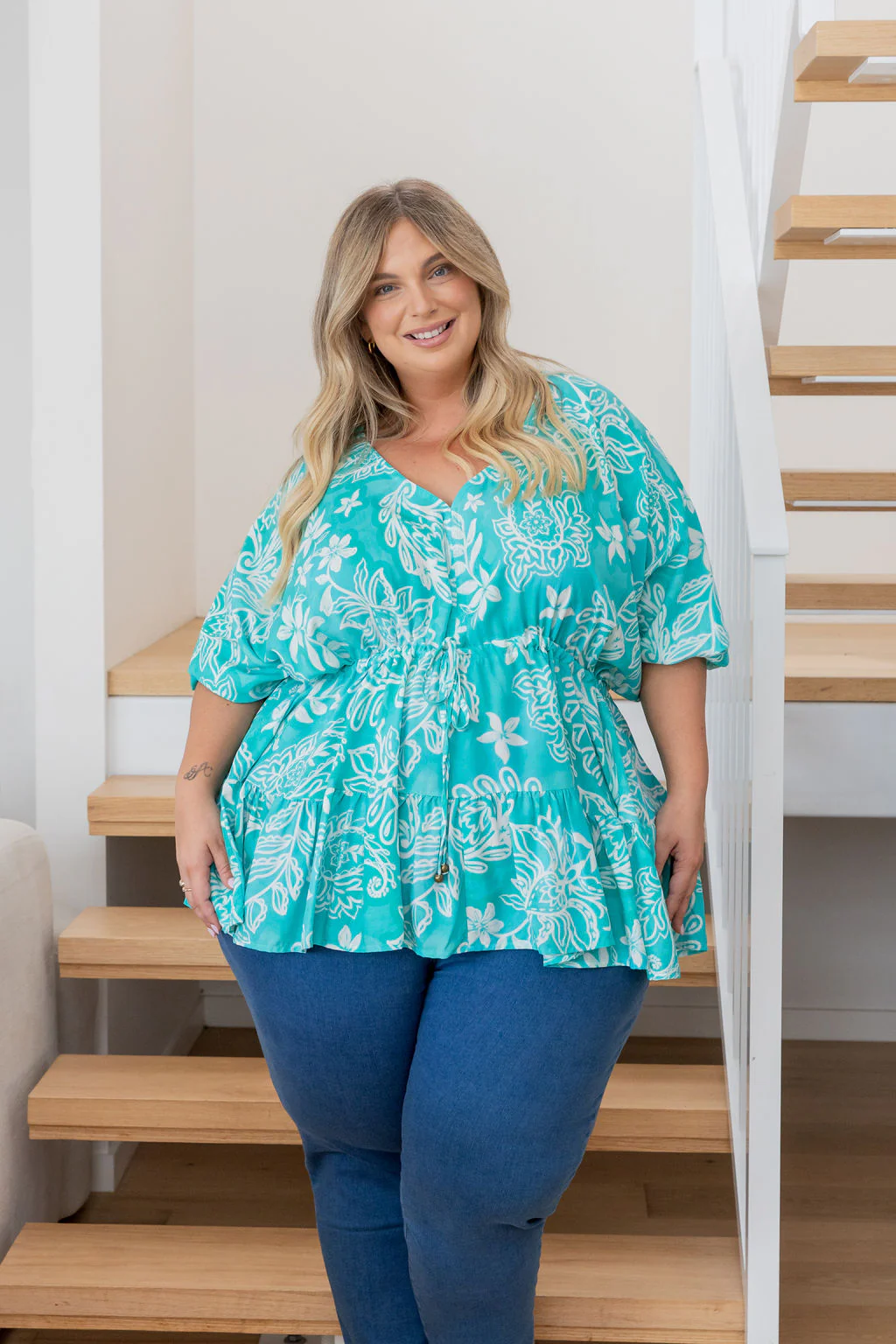 Brooklyn Top in Turquoise Paisley - Image 6