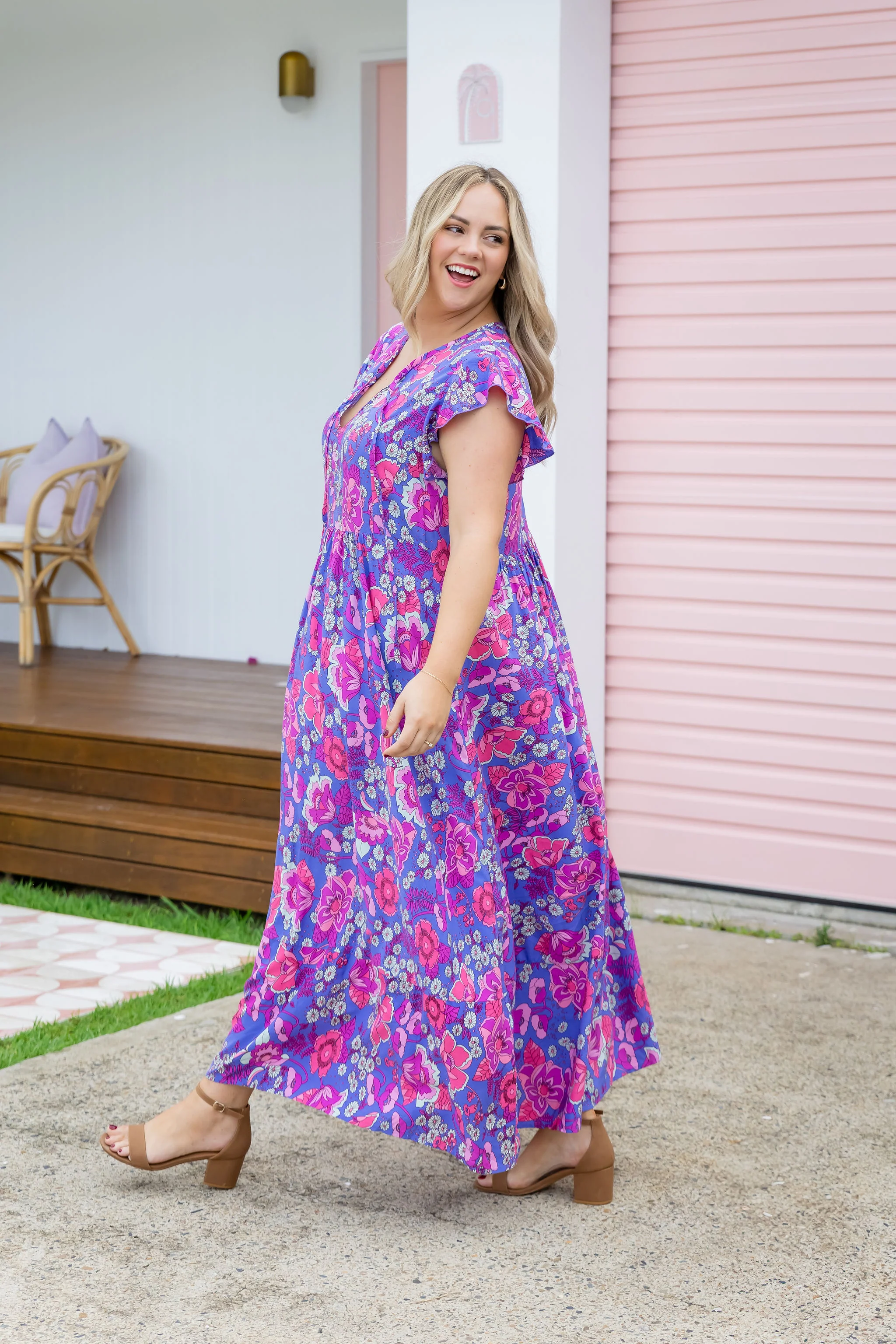 Carmody Purple Floral Maxi Dress - Image 12