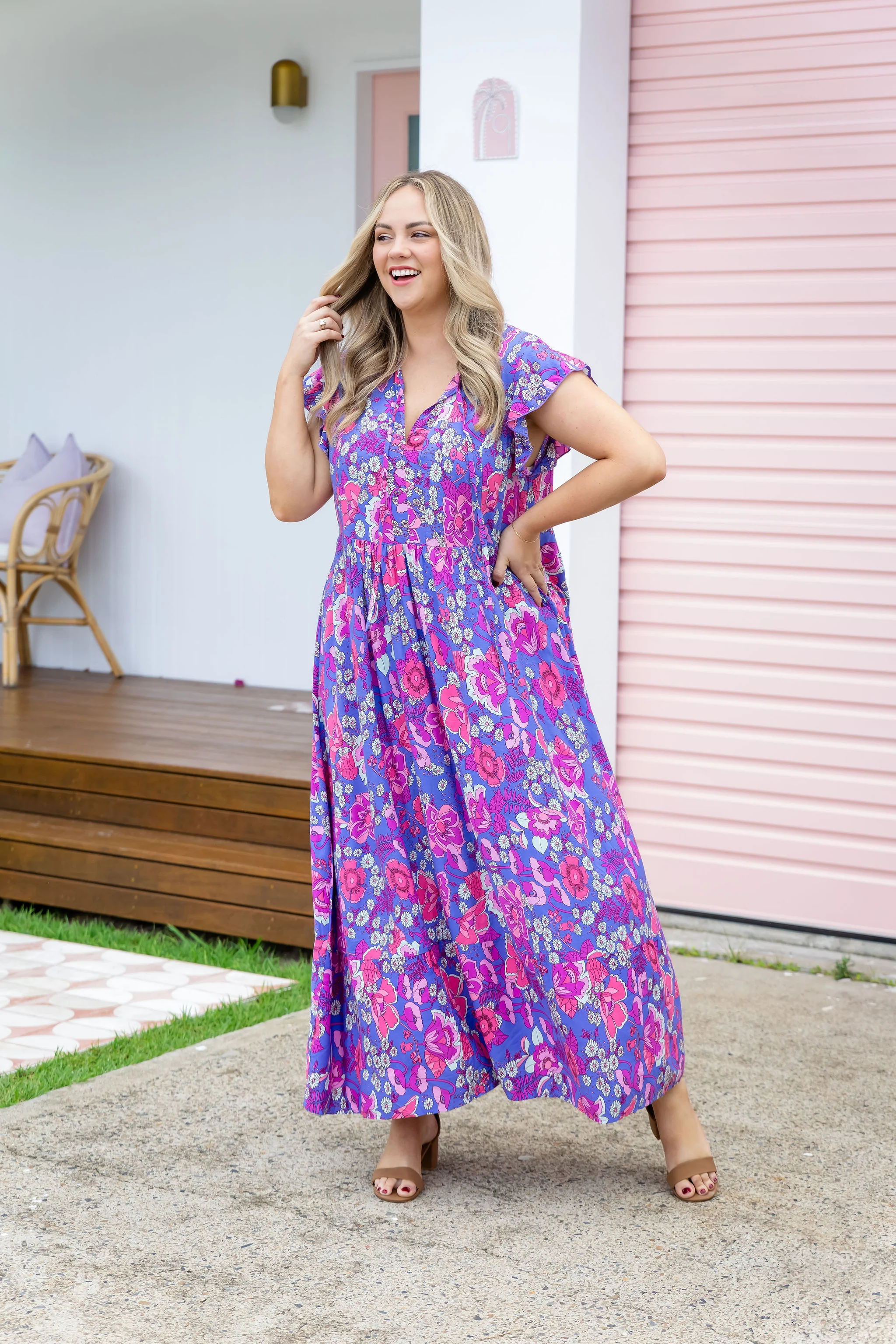 Carmody Purple Floral Maxi Dress - Image 3