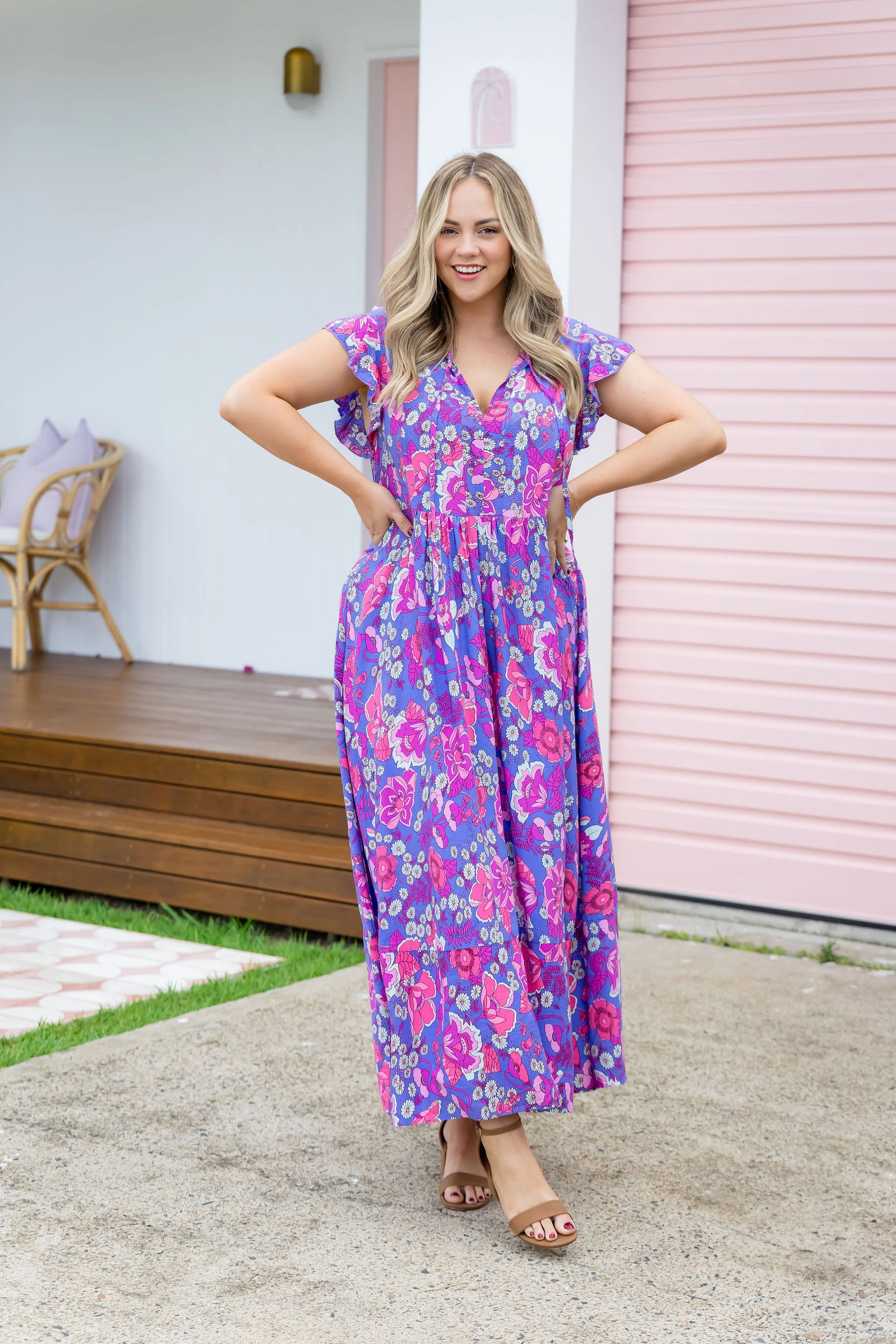 Carmody Purple Floral Maxi Dress - Image 4