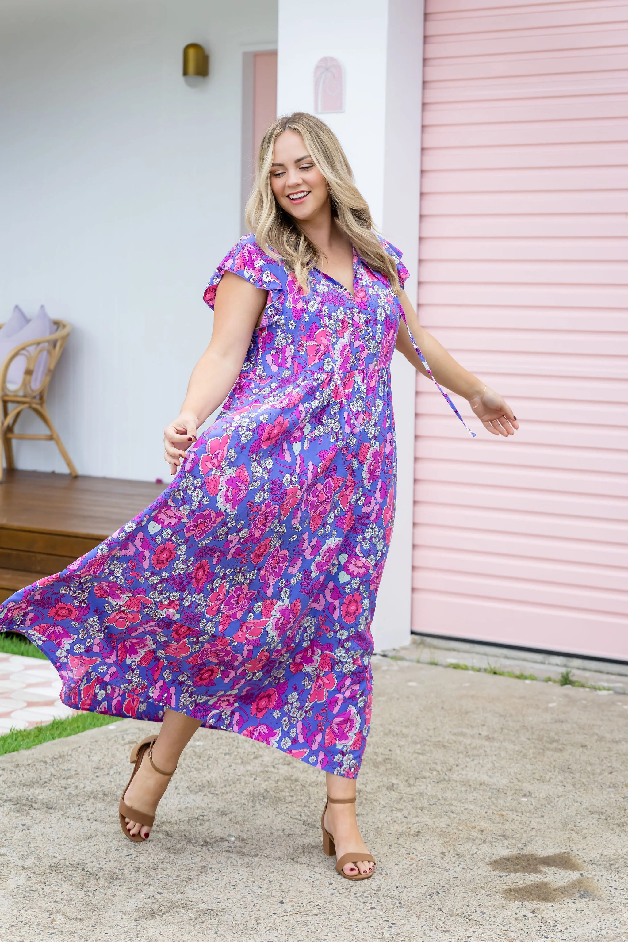 Carmody Purple Floral Maxi Dress - Image 5