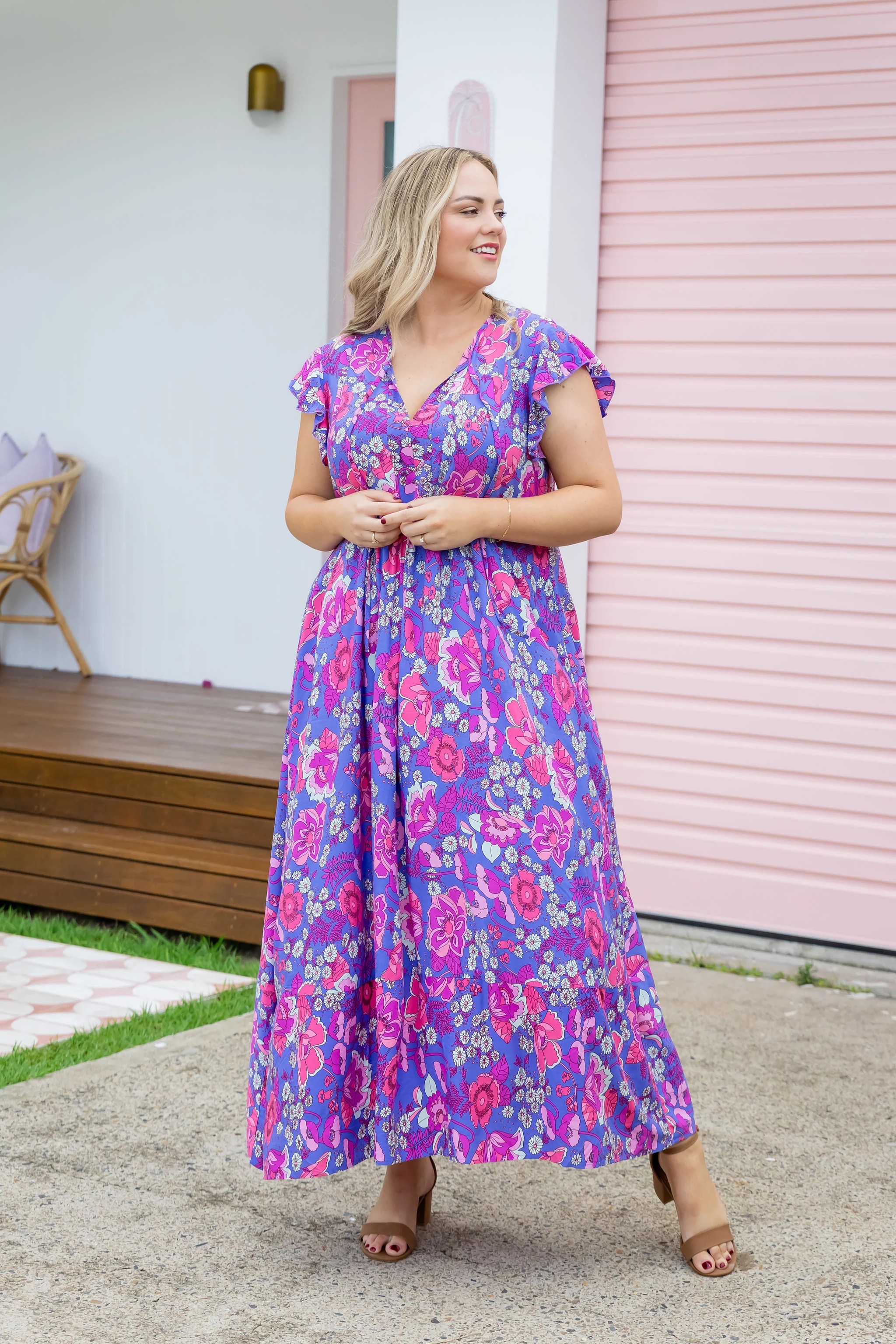 Carmody Purple Floral Maxi Dress - Image 6