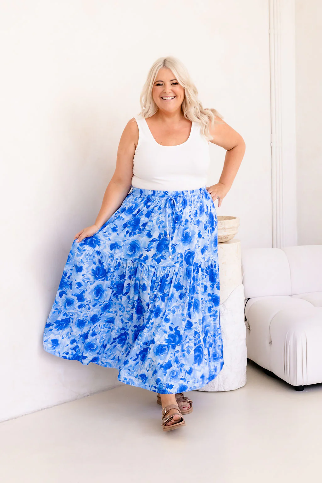 Carrie Skirt In Blue Roses - Image 3