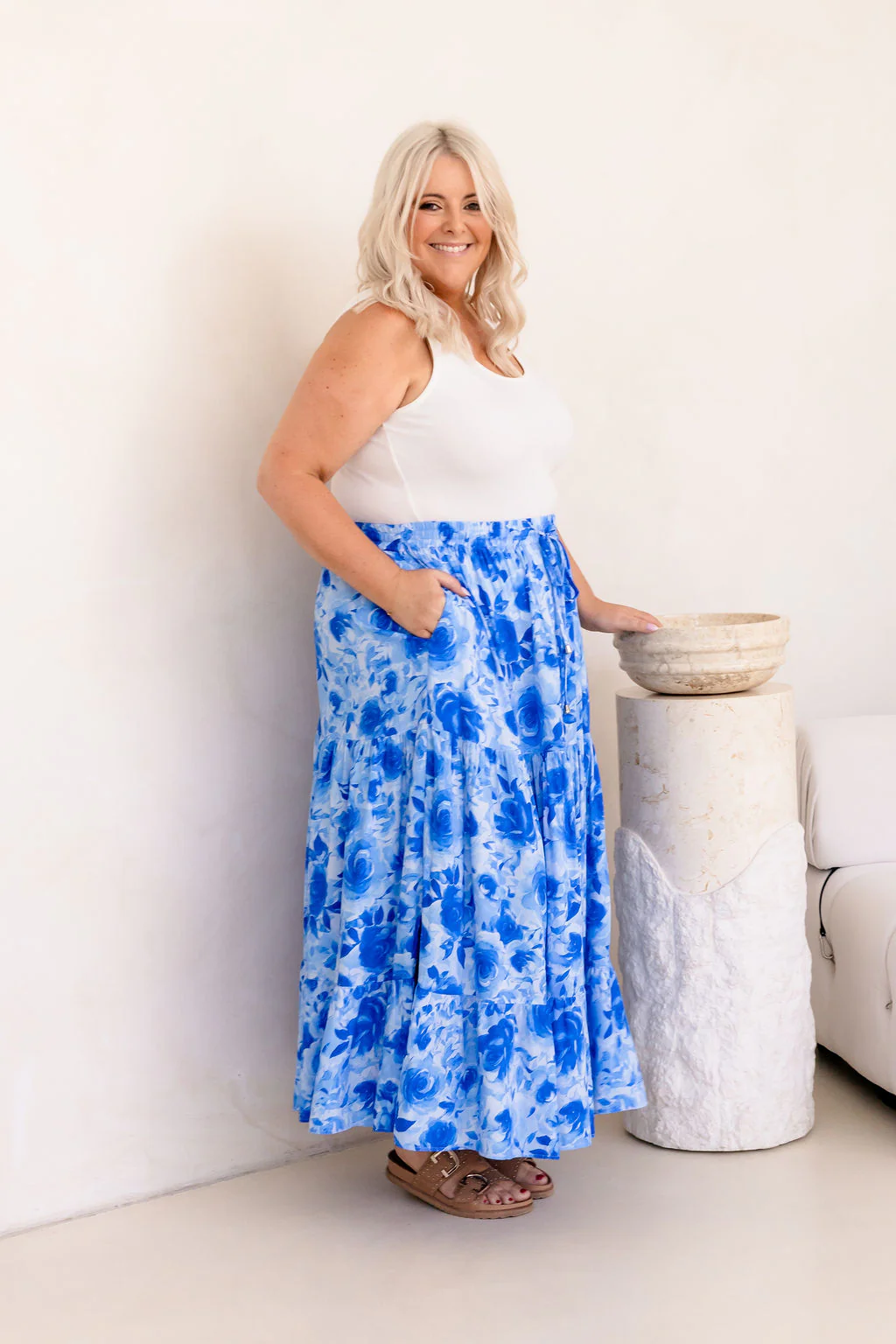 Carrie Skirt In Blue Roses - Image 7
