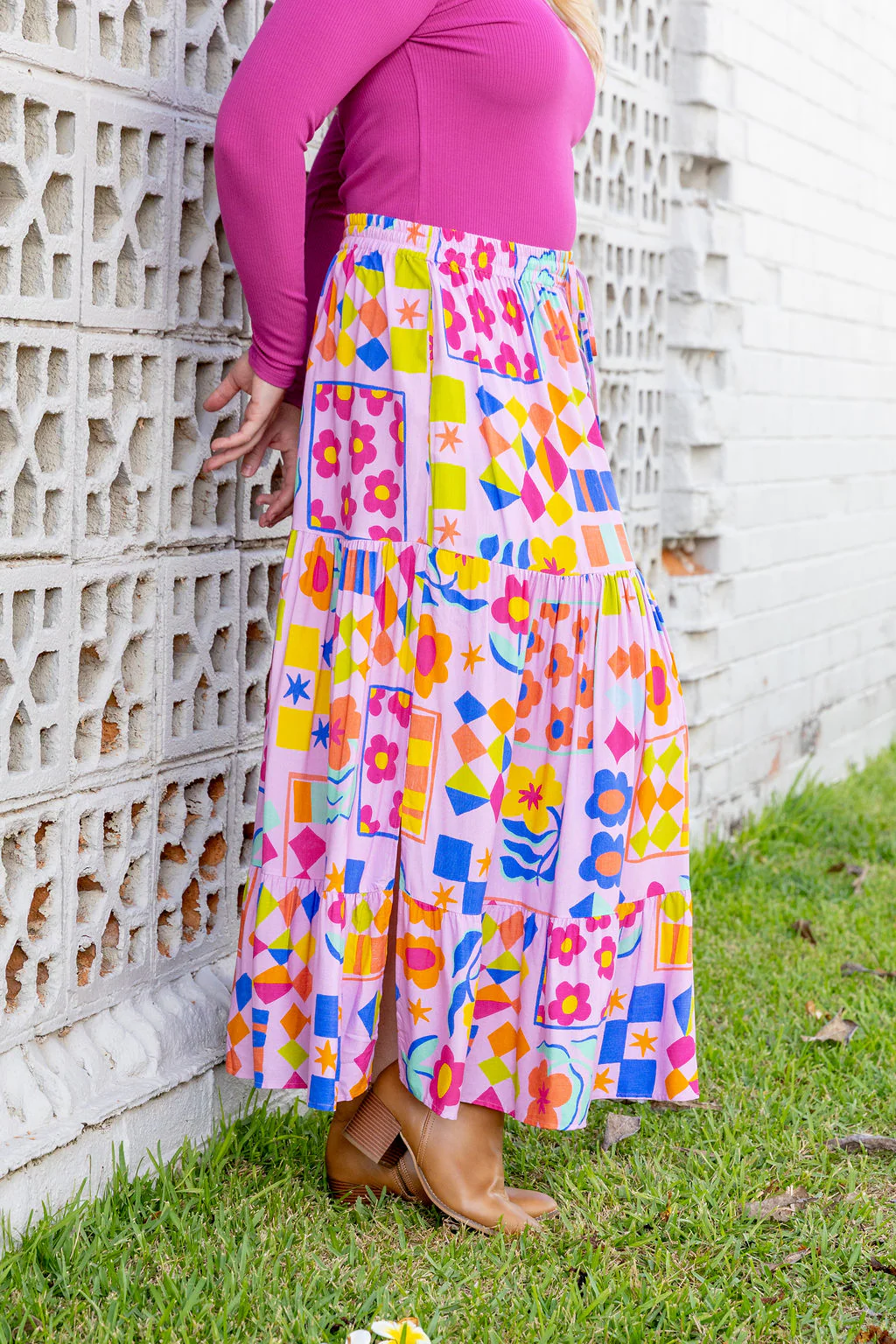 Carrie Skirt in Checkerboard Petals - Image 11