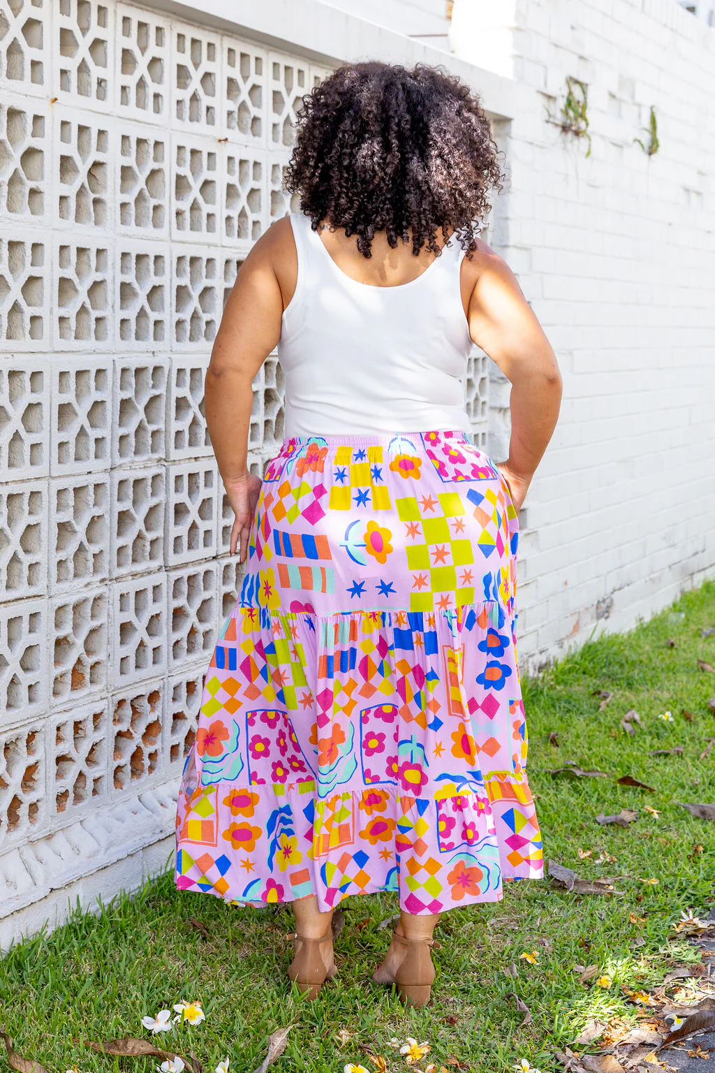 Carrie Skirt in Checkerboard Petals - Image 12