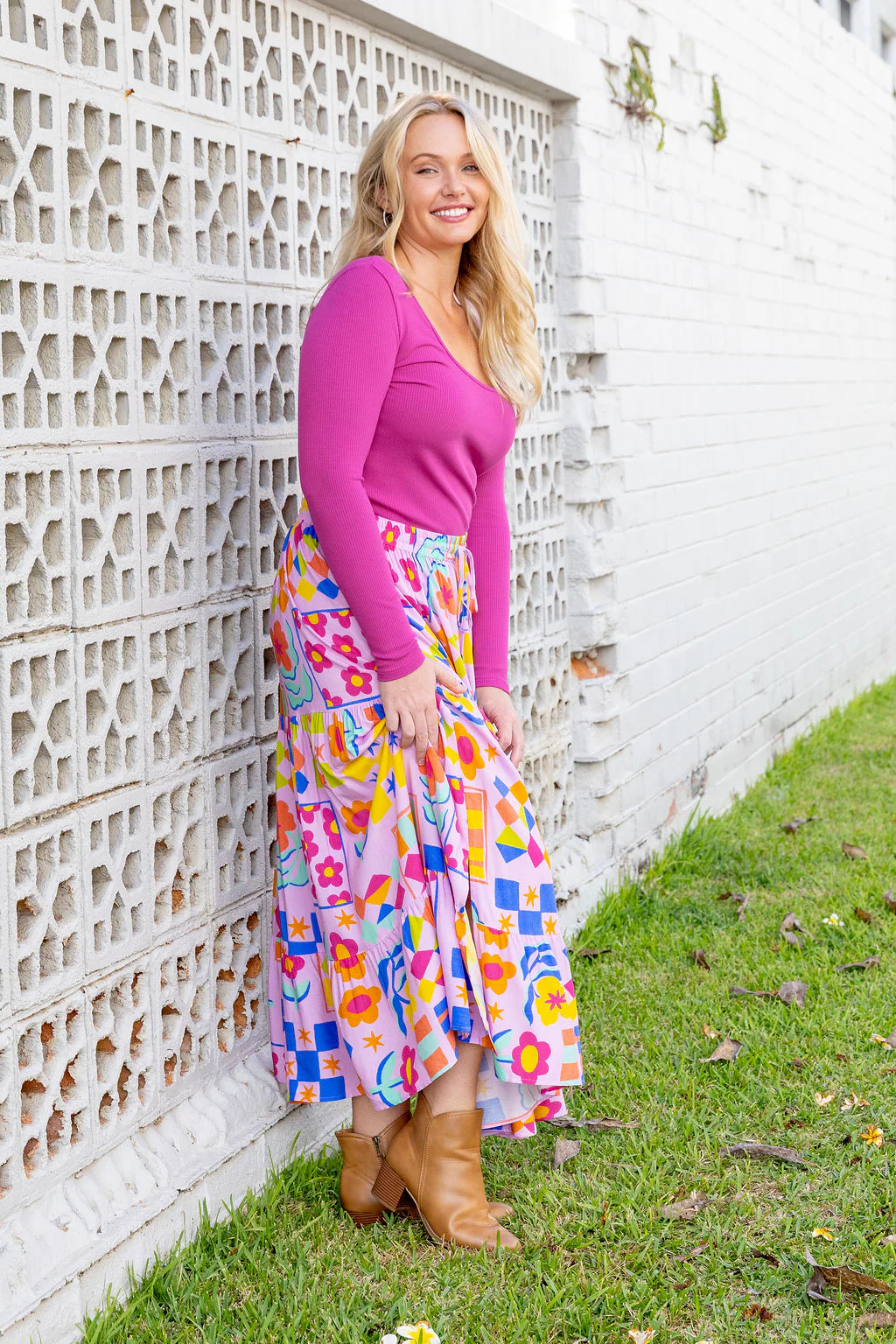 Carrie Skirt in Checkerboard Petals - Image 13