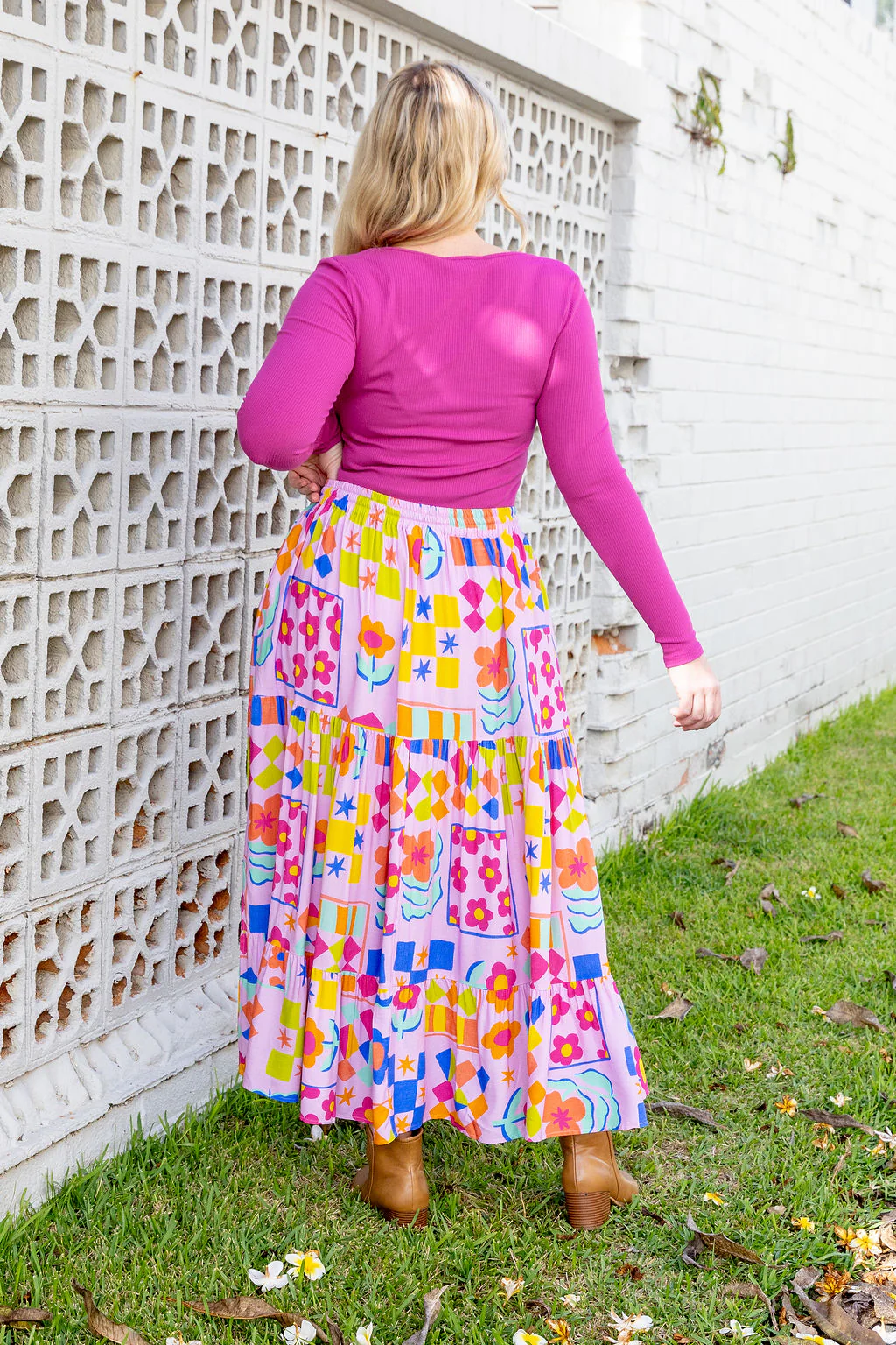 Carrie Skirt in Checkerboard Petals - Image 14
