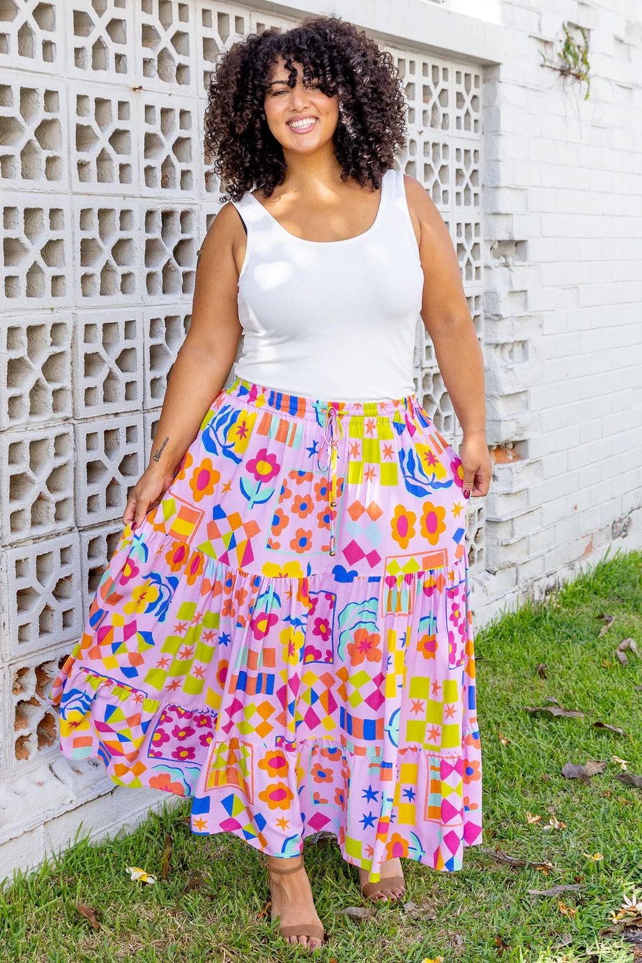 Carrie Skirt in Checkerboard Petals - Image 3