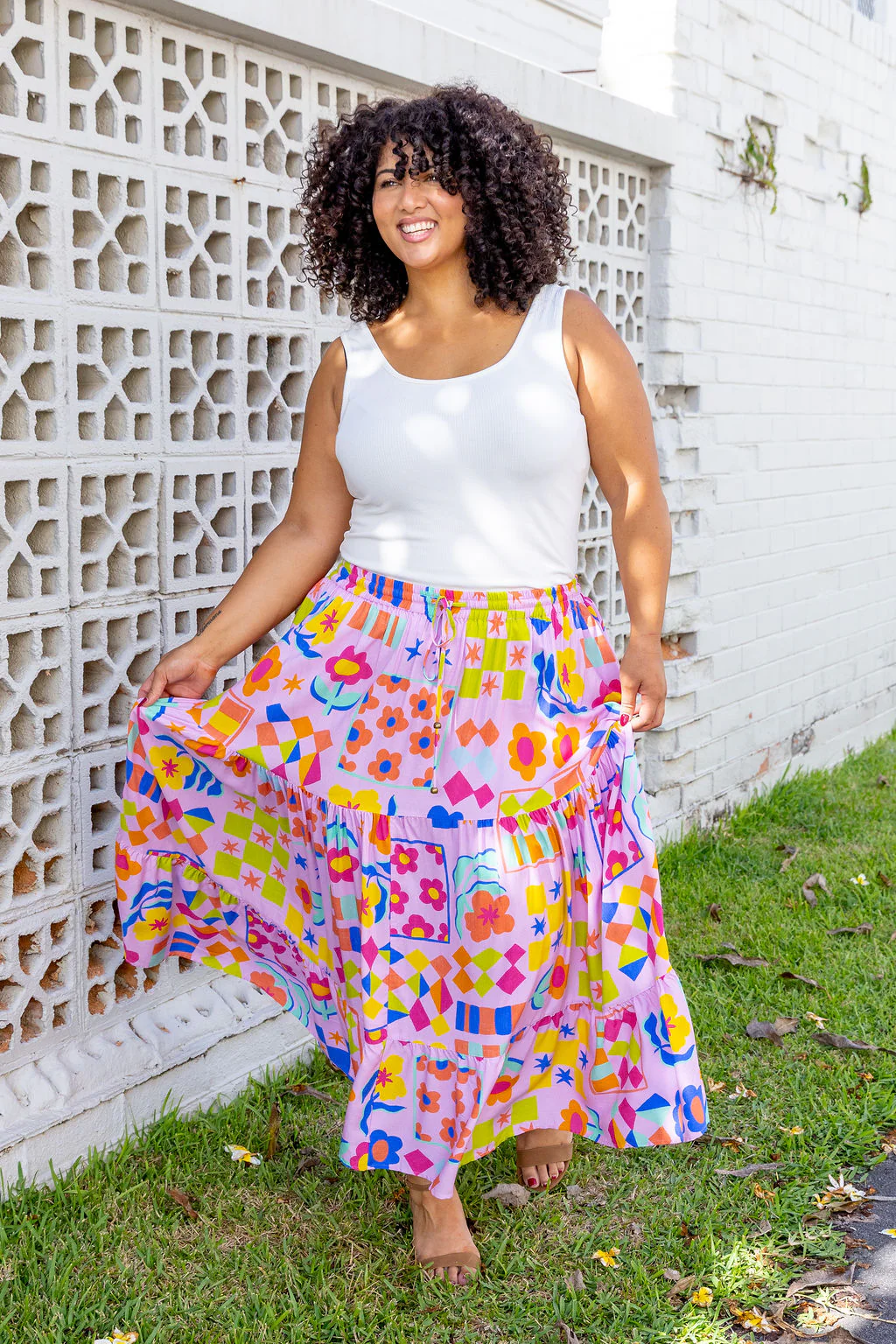 Carrie Skirt in Checkerboard Petals - Image 6