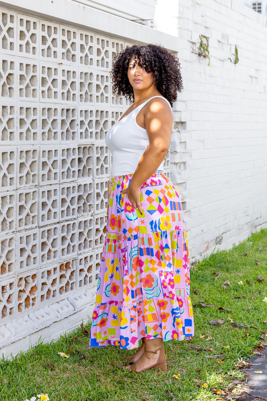 Carrie Skirt in Checkerboard Petals - Image 9