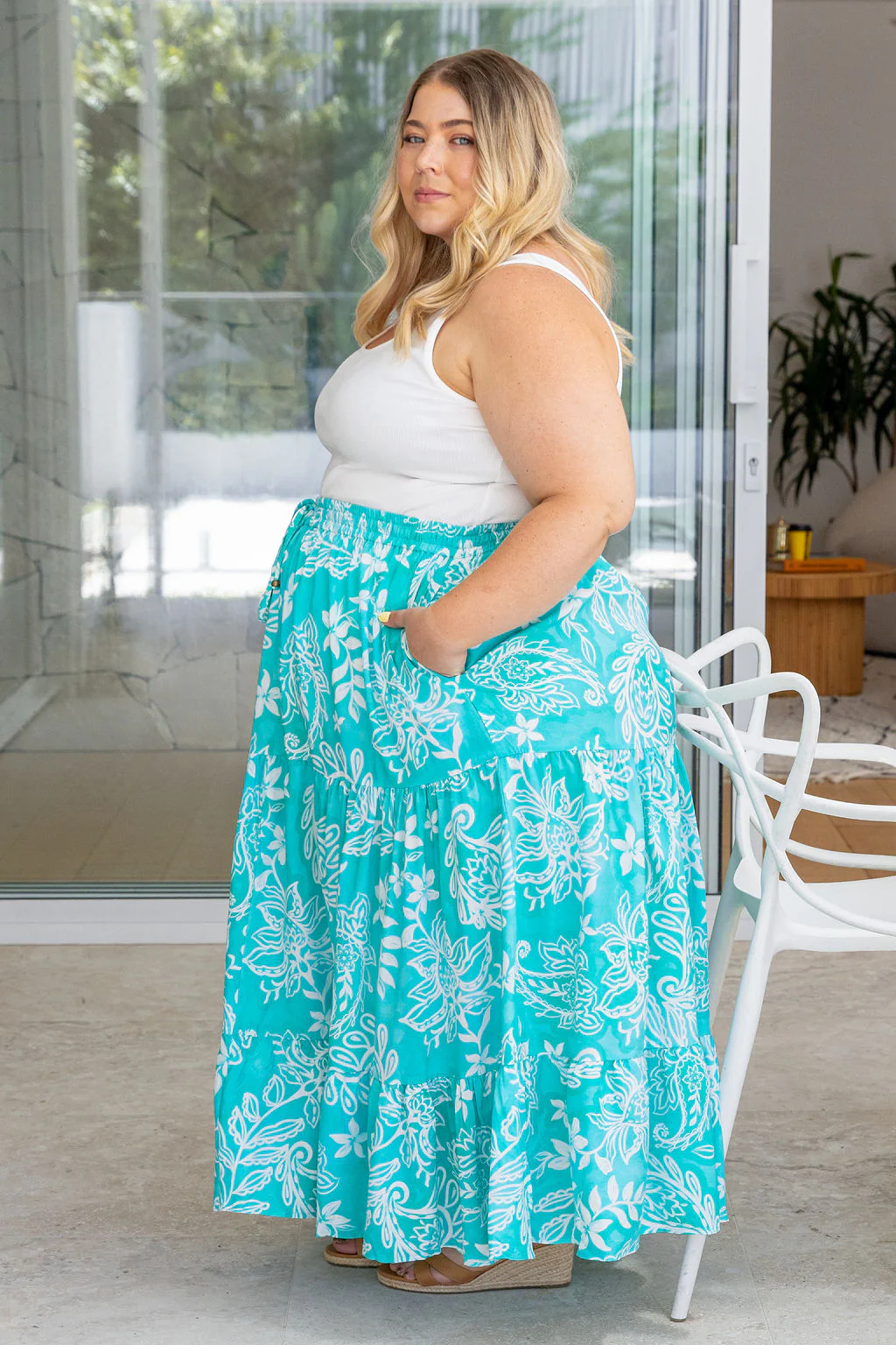 Carrie Skirt in Turquoise Paisley - Image 7