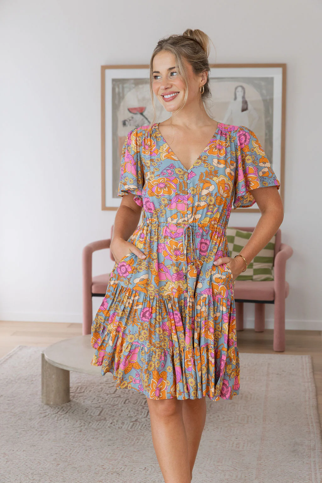 Charlie Dress in Ash Mixed Floral - Image 13
