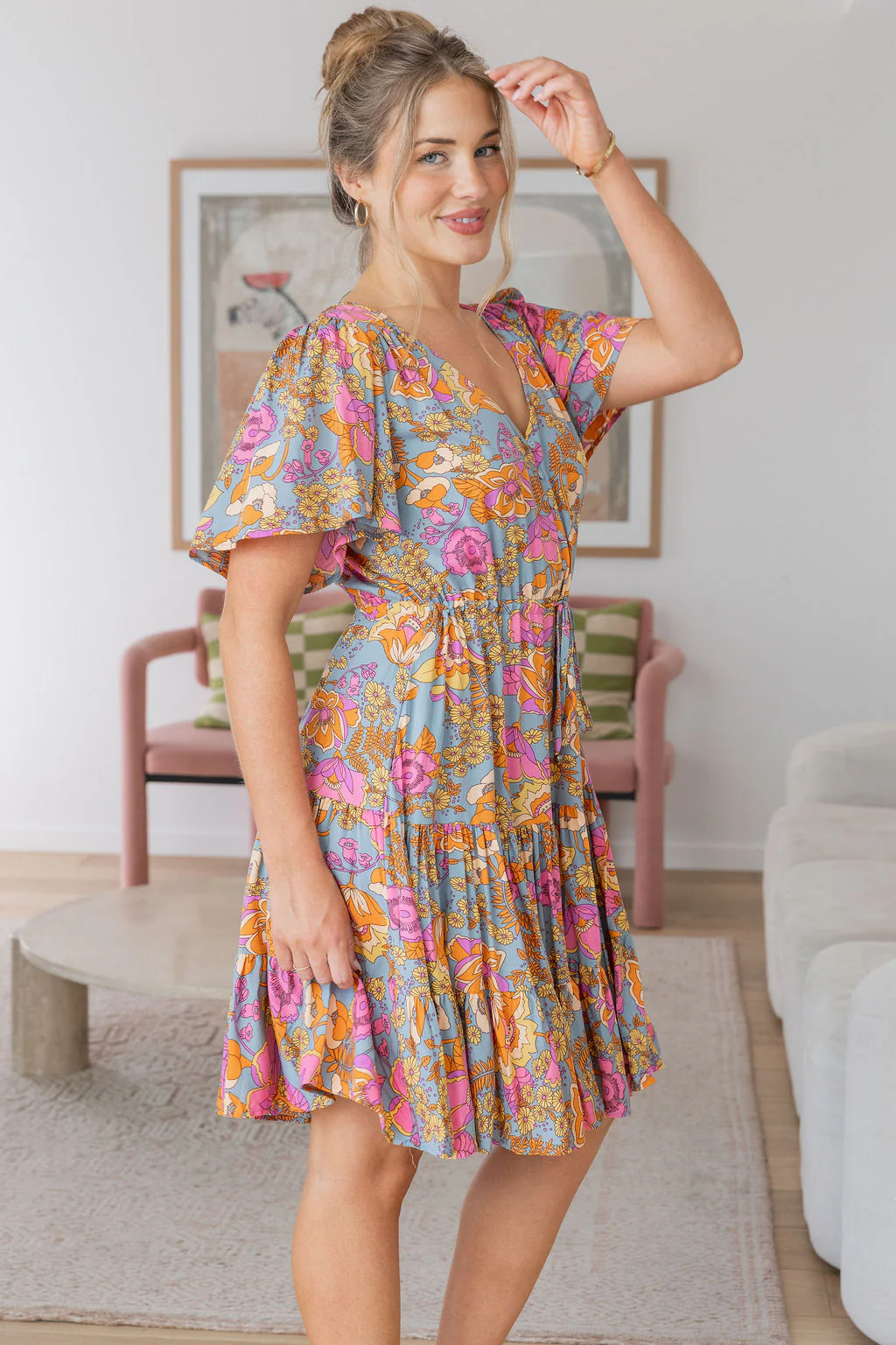 Charlie Dress in Ash Mixed Floral - Image 14