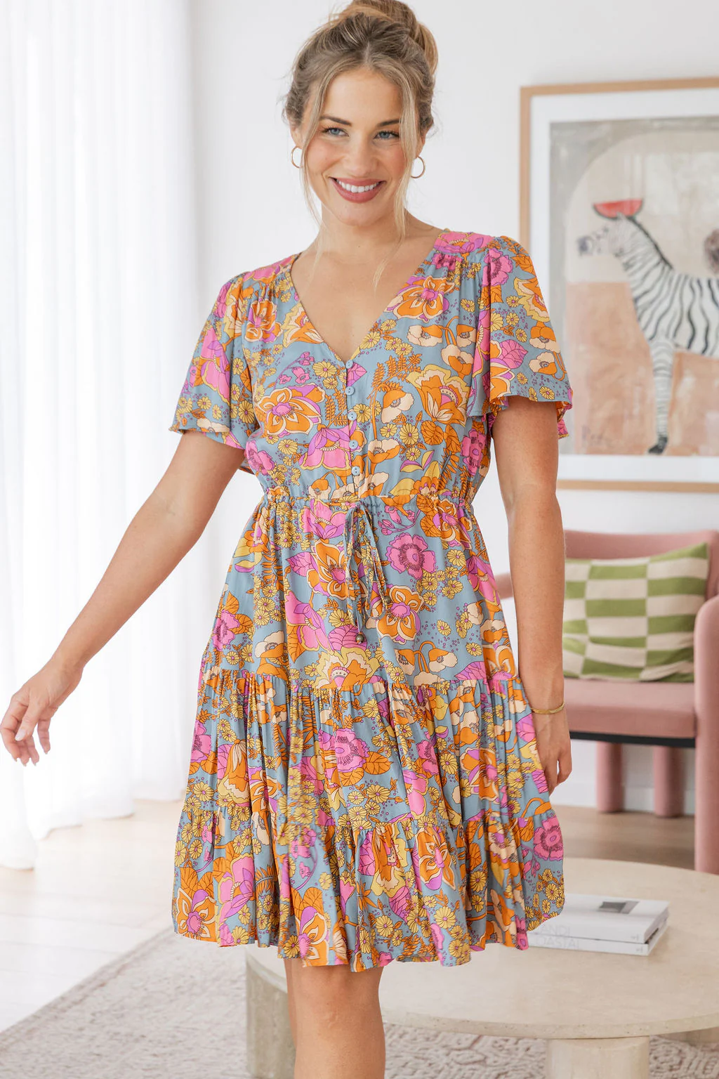 Charlie Dress in Ash Mixed Floral - Image 8